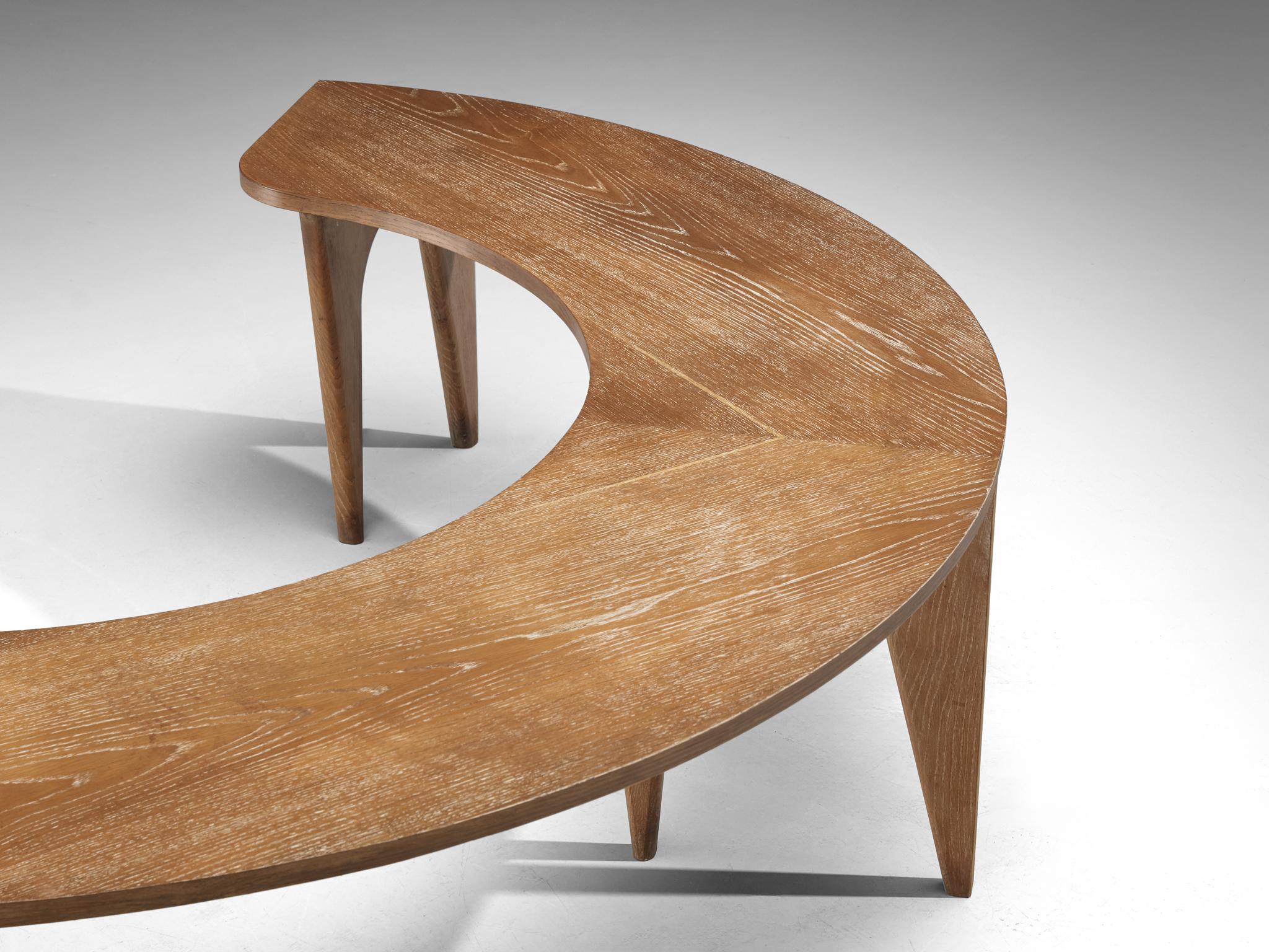 Sculptural Curved Display or Side Table in Cerused Oak tables Morentz