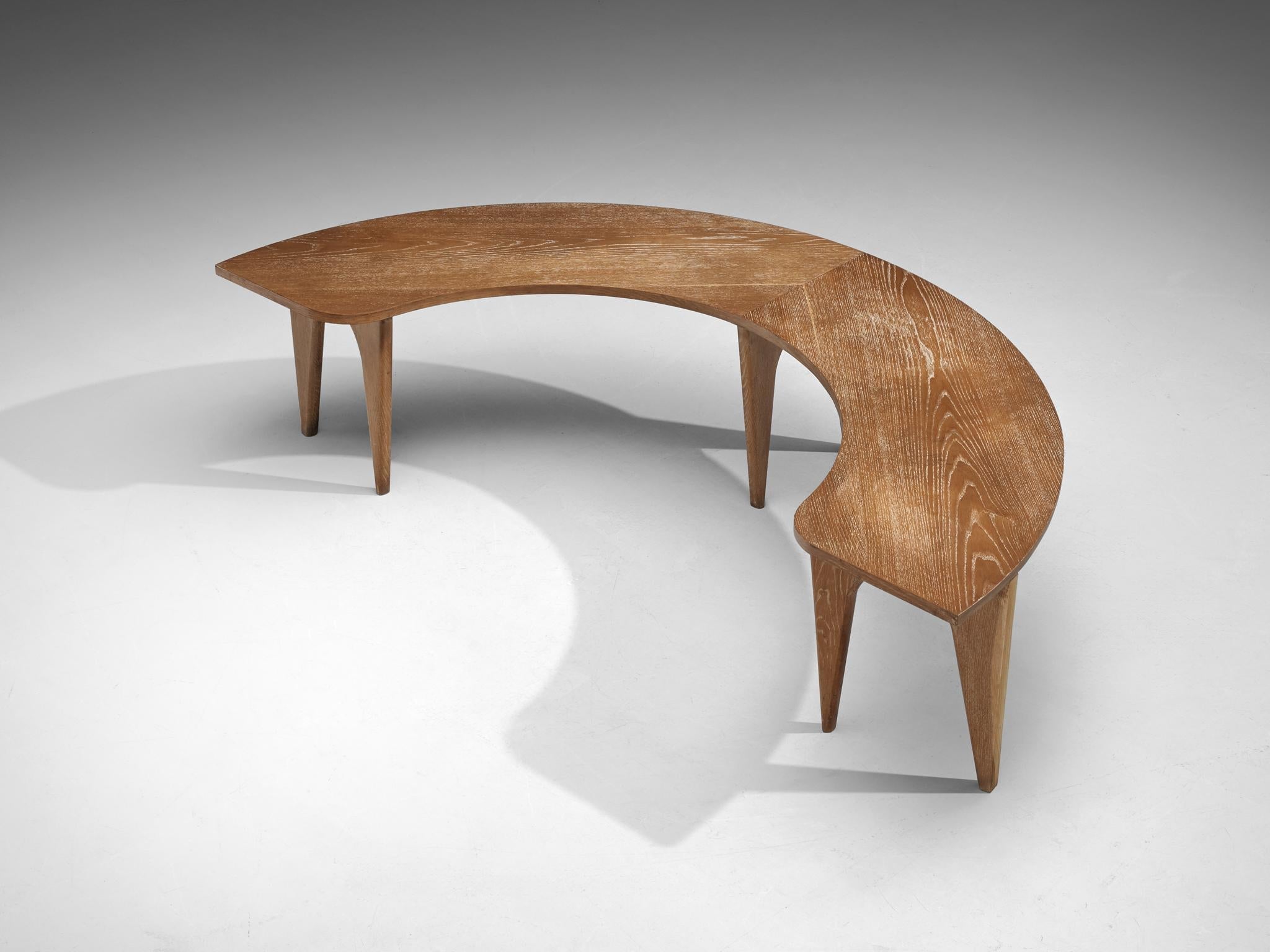 Sculptural Curved Display or Side Table in Cerused Oak tables Morentz