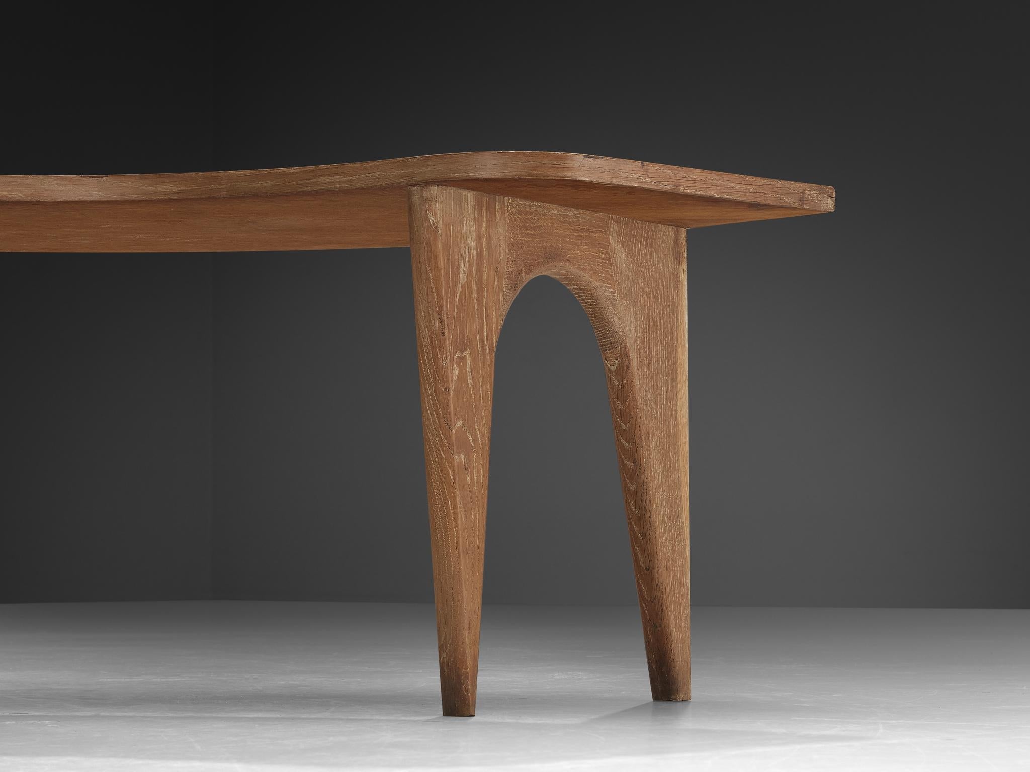 Sculptural Curved Display or Side Table in Cerused Oak tables Morentz