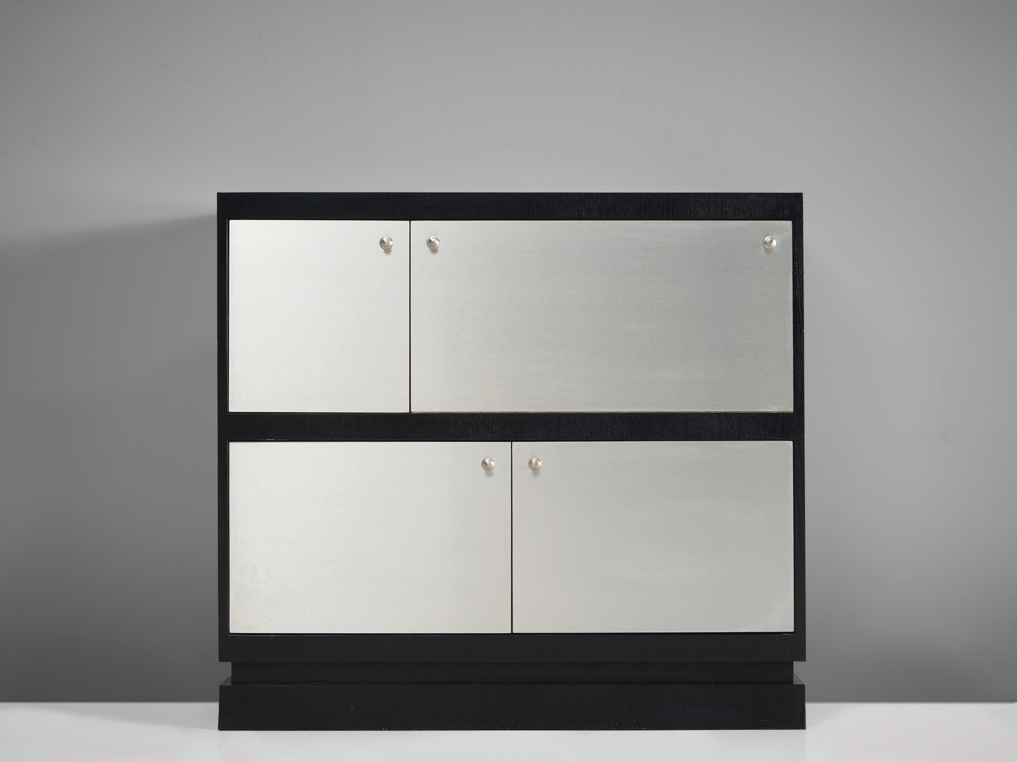 De Coene Minimalist Highboard in Brushed Aluminum and Ash case pieces and storage cabinets Morentz