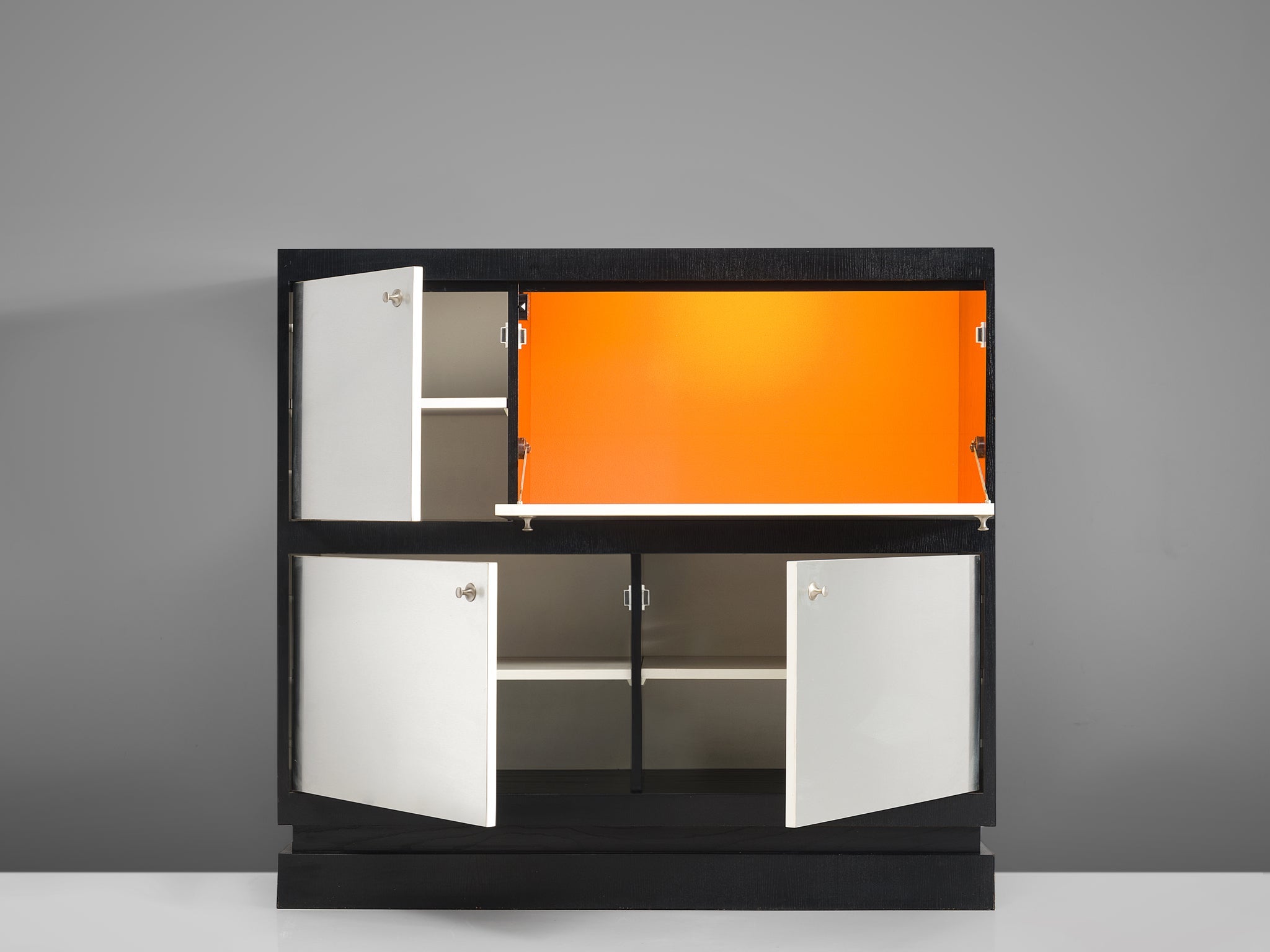 De Coene Minimalist Highboard in Brushed Aluminum and Ash case pieces and storage cabinets Morentz