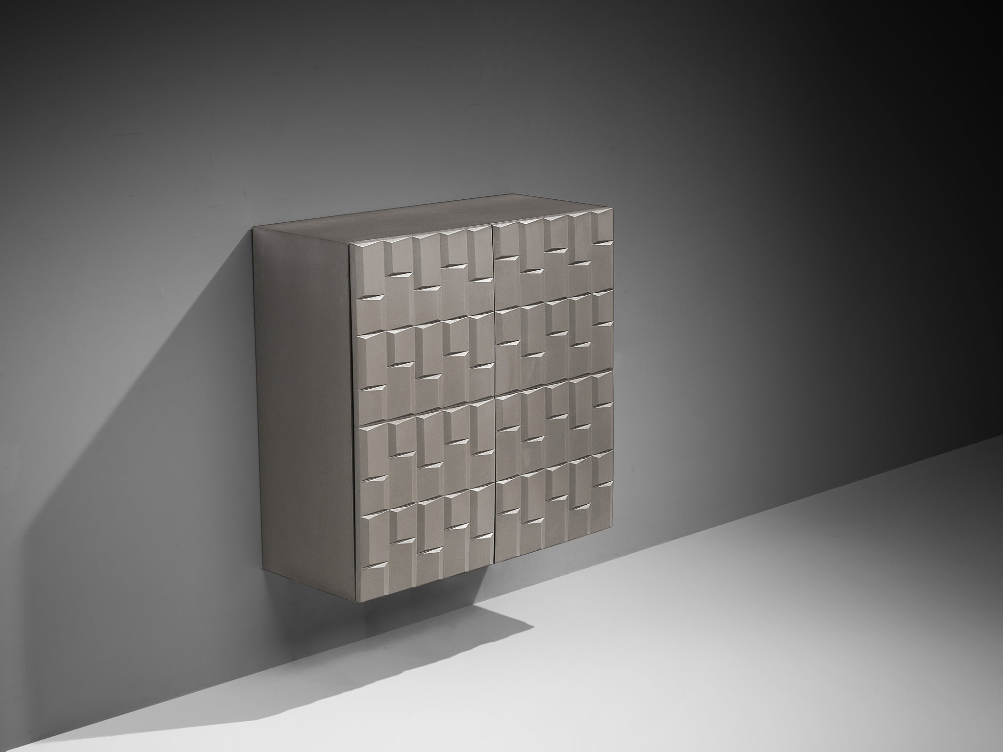 Brutalist Wall-Mounted Cabinet with Graphical Surface Case pieces and storage cabinets Morentz