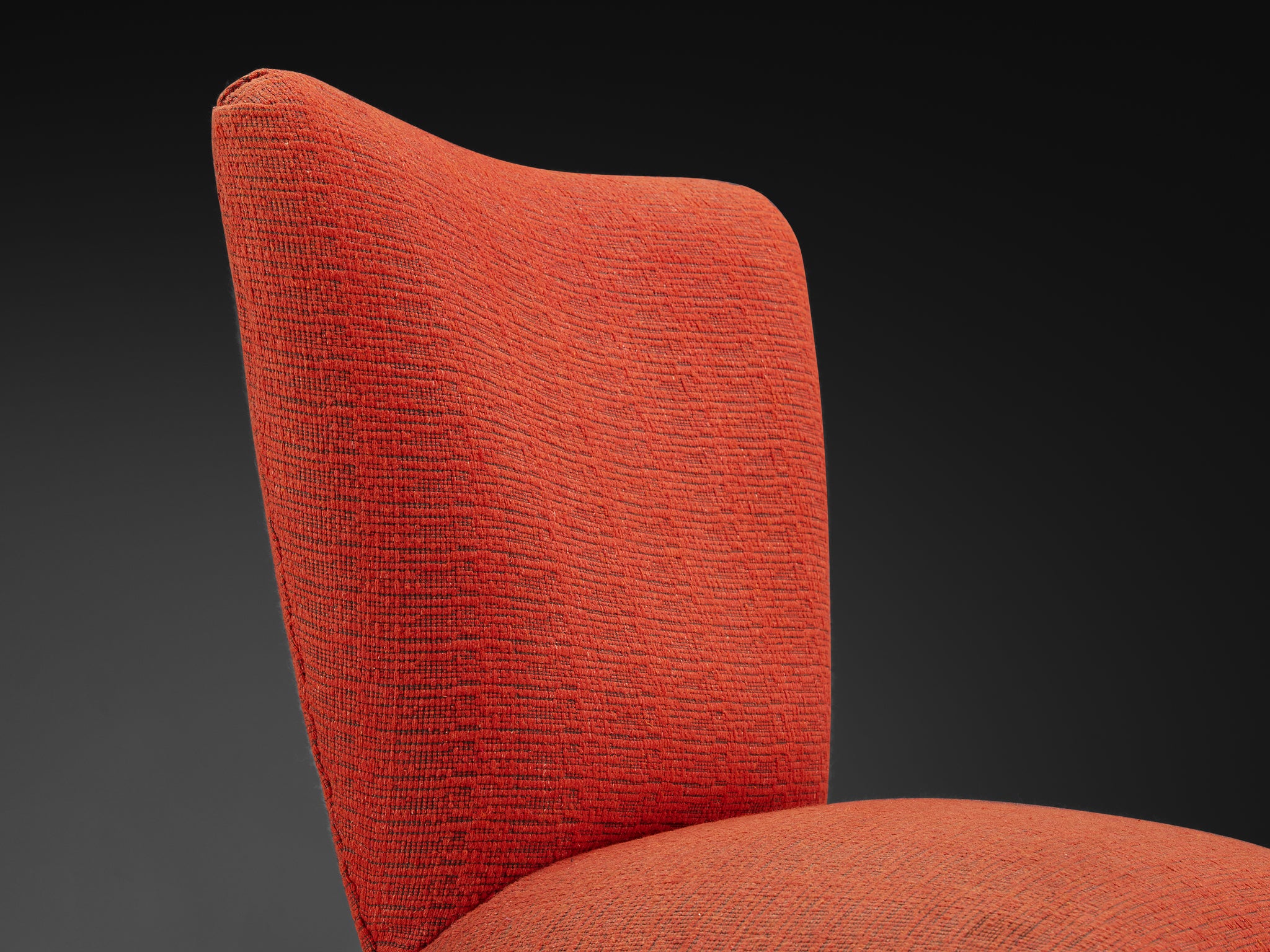 Mid-Century Modern Italian 1950s Side Chair in Red Upholstery and Brass Seating Morentz