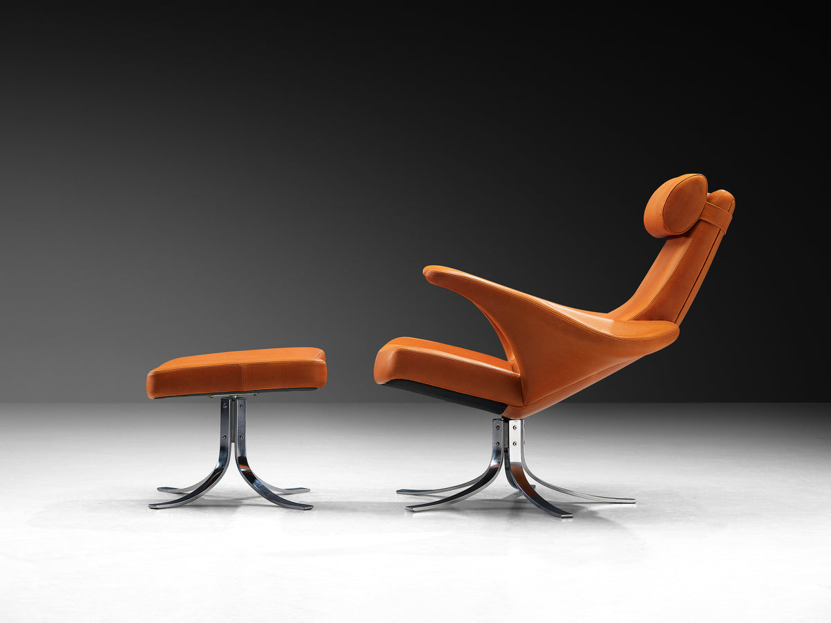 Gösta Berg & Stenerik Eriksson for Fritz Hansen Rare 'Seagull' Lounge Chair and Ottoman Seating Morentz
