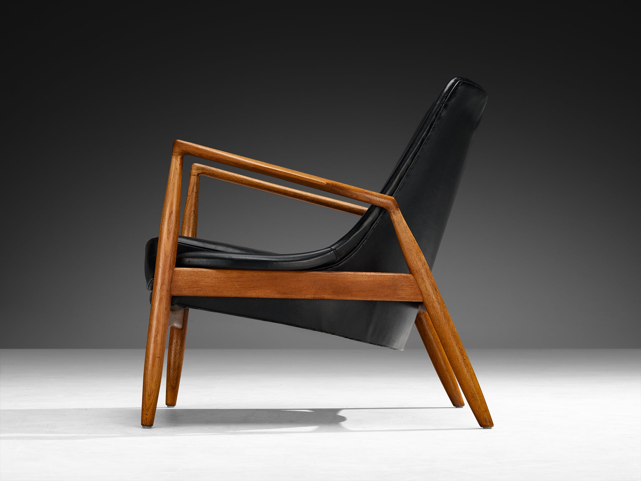 Ib Kofod-Larsen 'Seal' Lounge Chair in Black Leather Seating Morentz