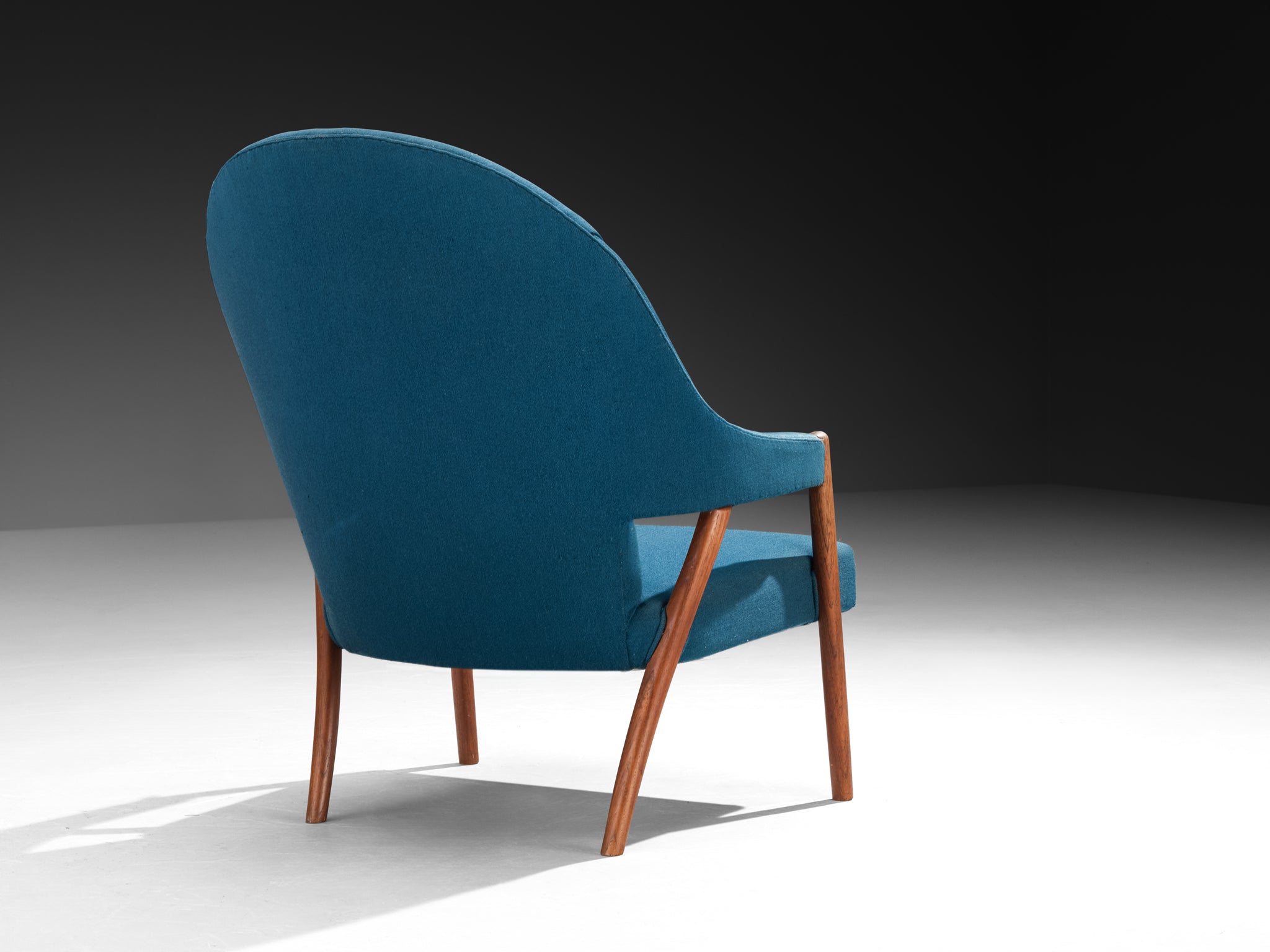 Danish Mid-Century Lounge Chair in Blue Upholstery and Teak Seating Morentz
