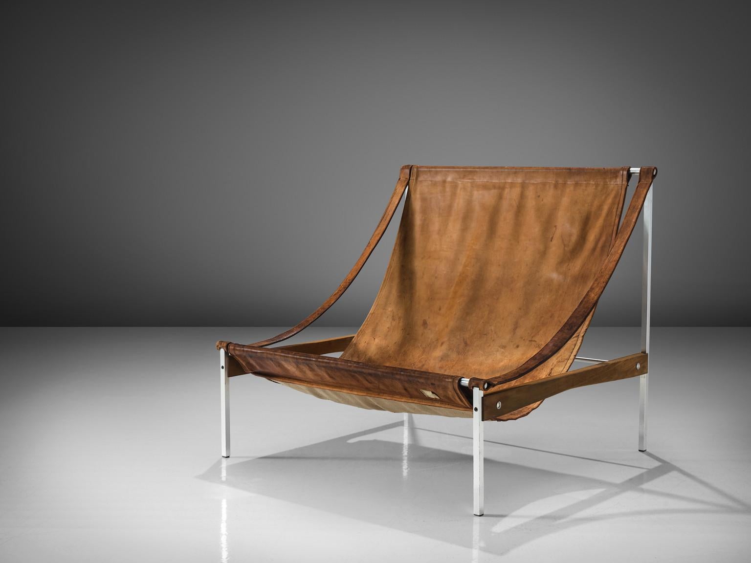 Rare Stig Poulsson 'Bequem' Lounge Chair in Brown Leather seating Morentz