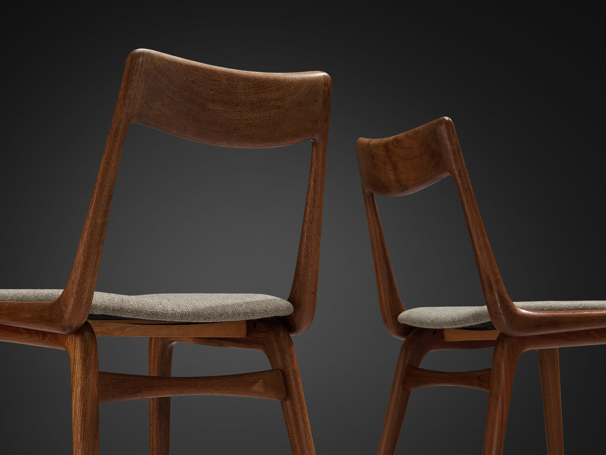 Alfred Christensen for Slagelse Møbelværk 'Boomerang' Pair of Dining Chairs in Teak Seating Morentz