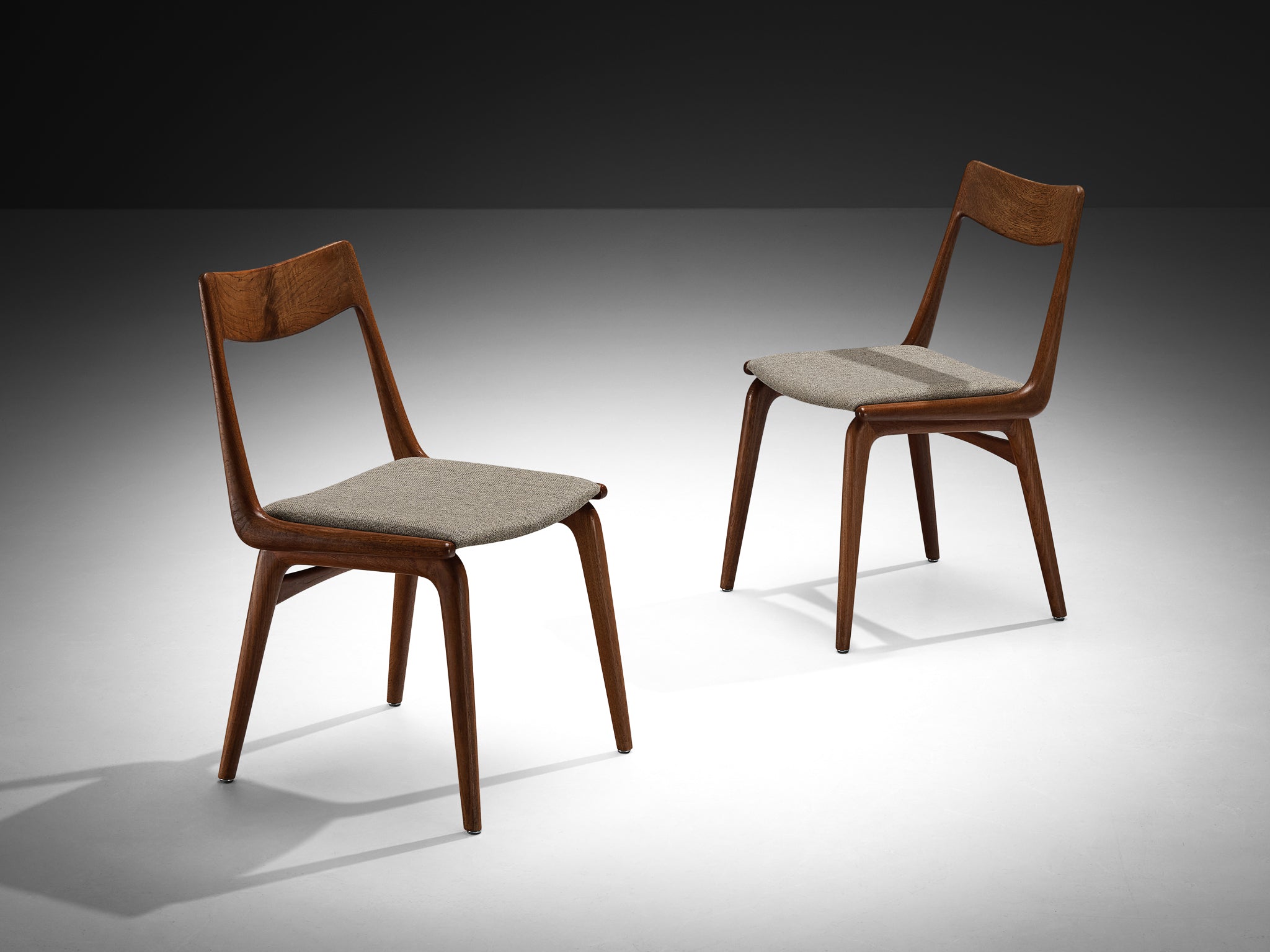 Alfred Christensen for Slagelse Møbelværk 'Boomerang' Pair of Dining Chairs in Teak Seating Morentz