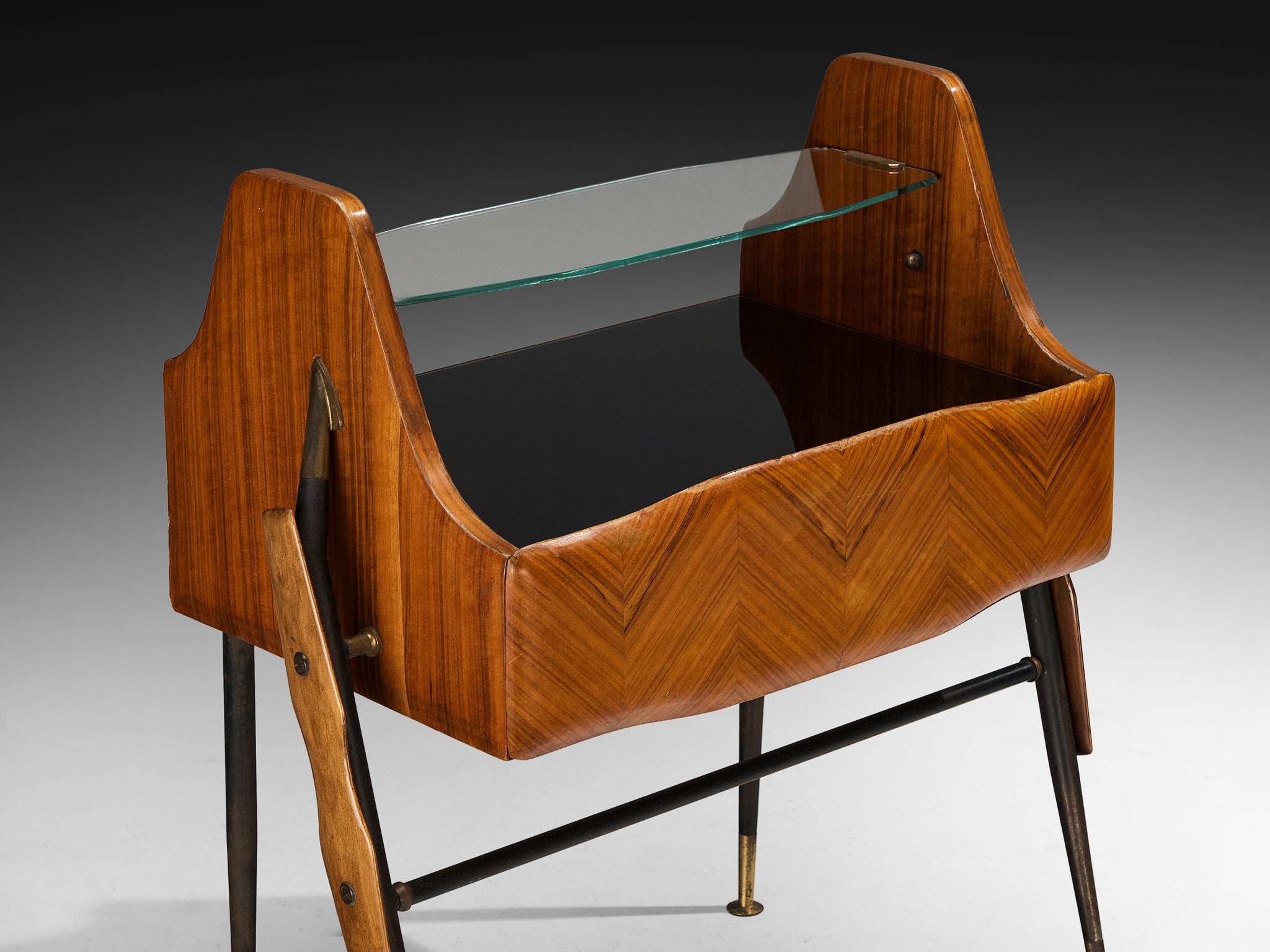 Mid-Century Modern Italian Pair of Night Stands in Walnut and Brass More Furniture and Collectibles Morentz