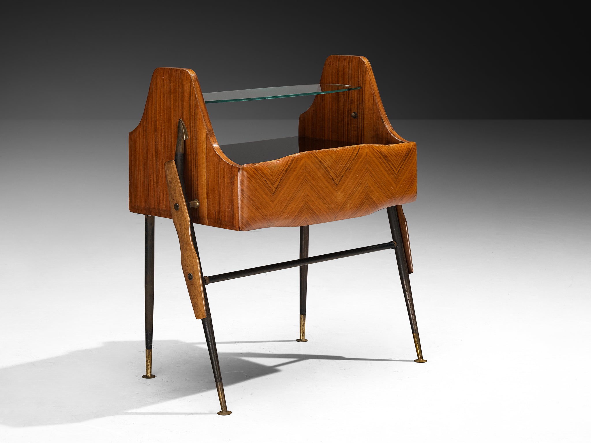 Mid-Century Modern Italian Pair of Night Stands in Walnut and Brass More Furniture and Collectibles Morentz