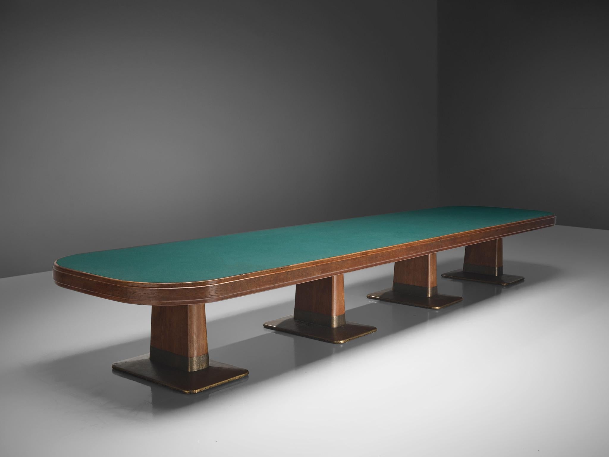 Large Conference Table in Oak and Green Felt 19ft