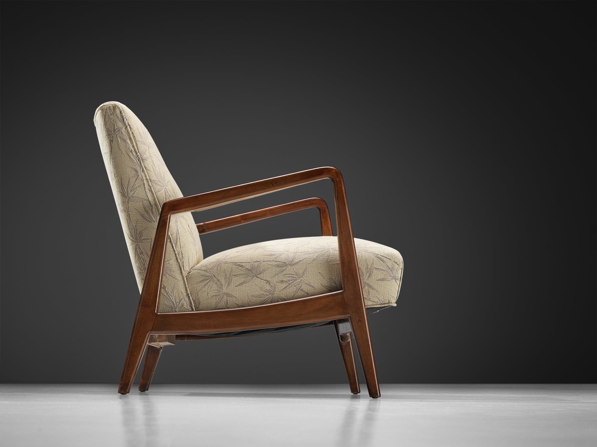 Jens Risom Lounge Chair in Walnut and Bamboo Upholstery Seating Morentz