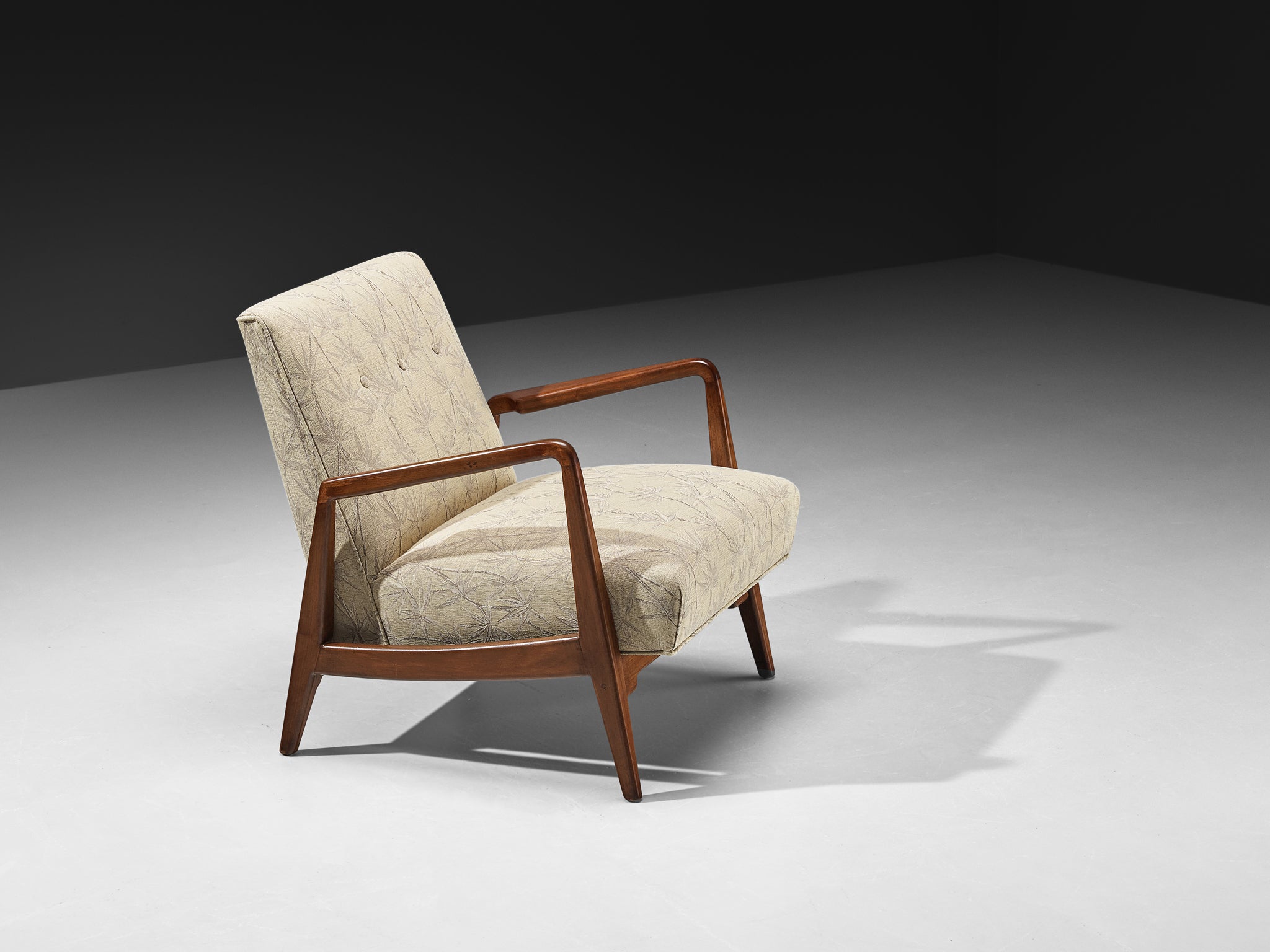Jens Risom Lounge Chair in Walnut and Bamboo Upholstery Seating Morentz