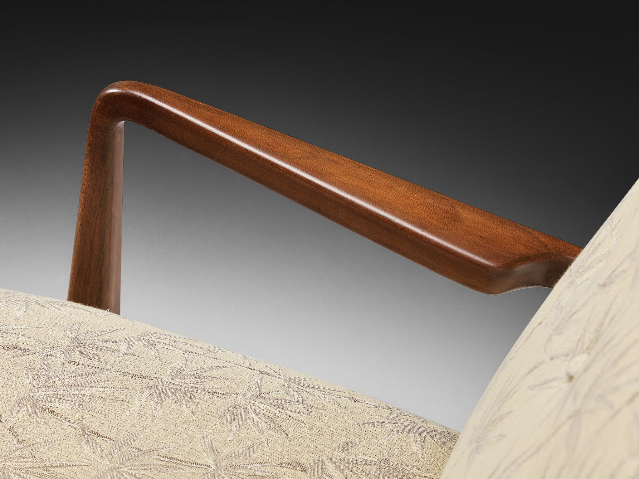 Jens Risom Lounge Chair in Walnut and Bamboo Upholstery Seating Morentz