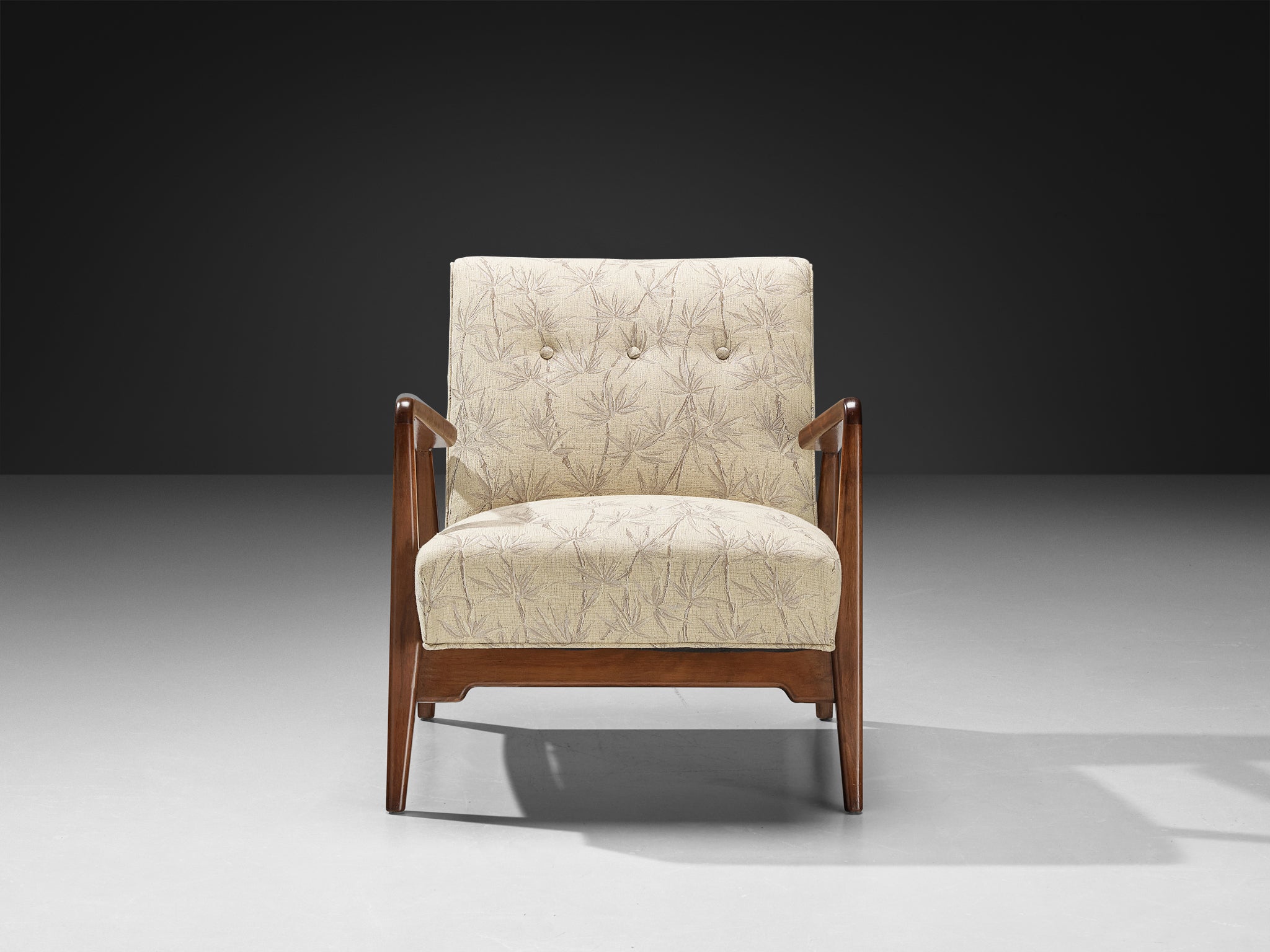 Jens Risom Lounge Chair in Walnut and Bamboo Upholstery Seating Morentz