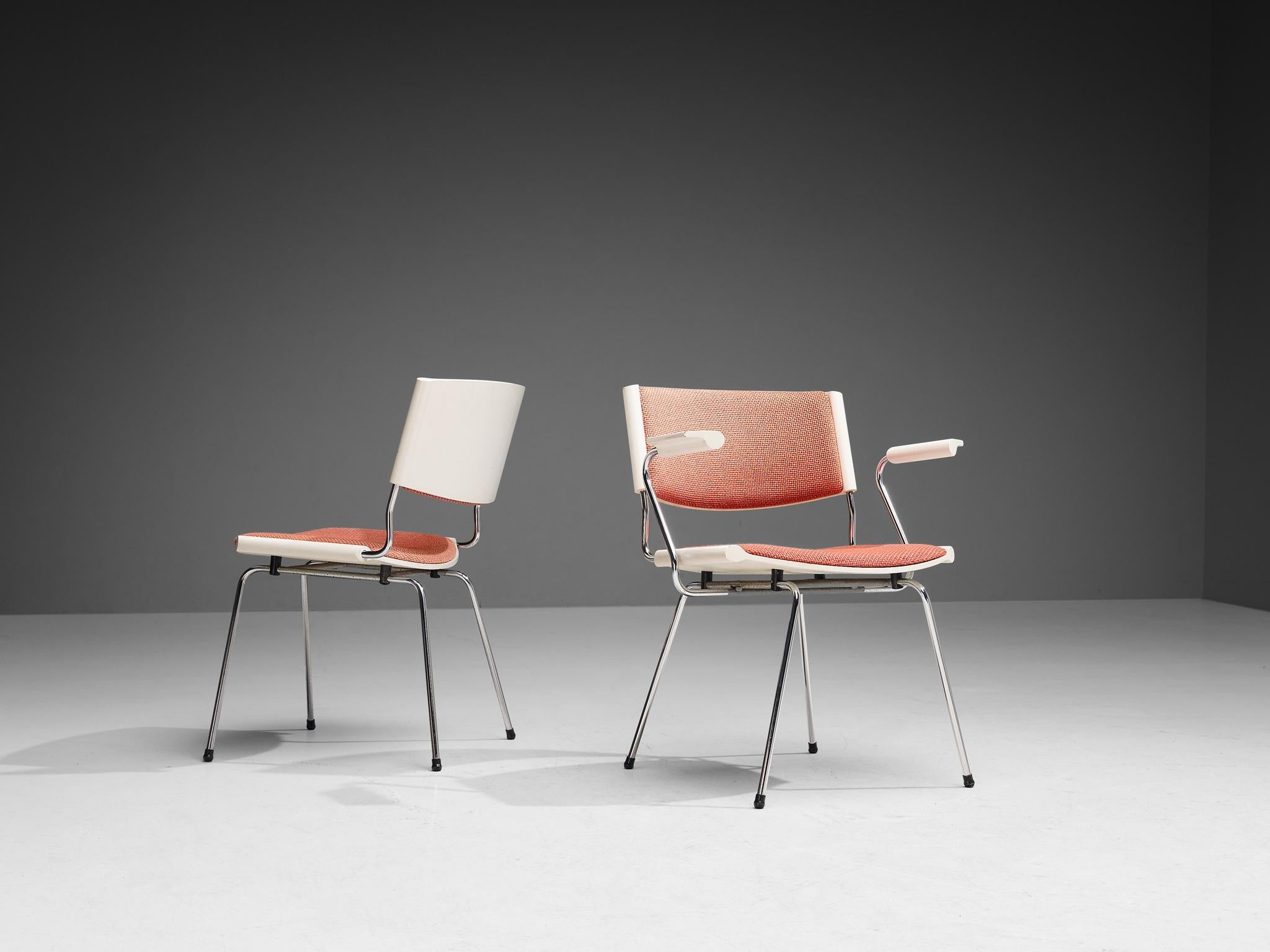Rare Nanna & Jørgen Ditzel Pair of 'Badminton' Chairs in Salmon Pink Fabric seating Morentz