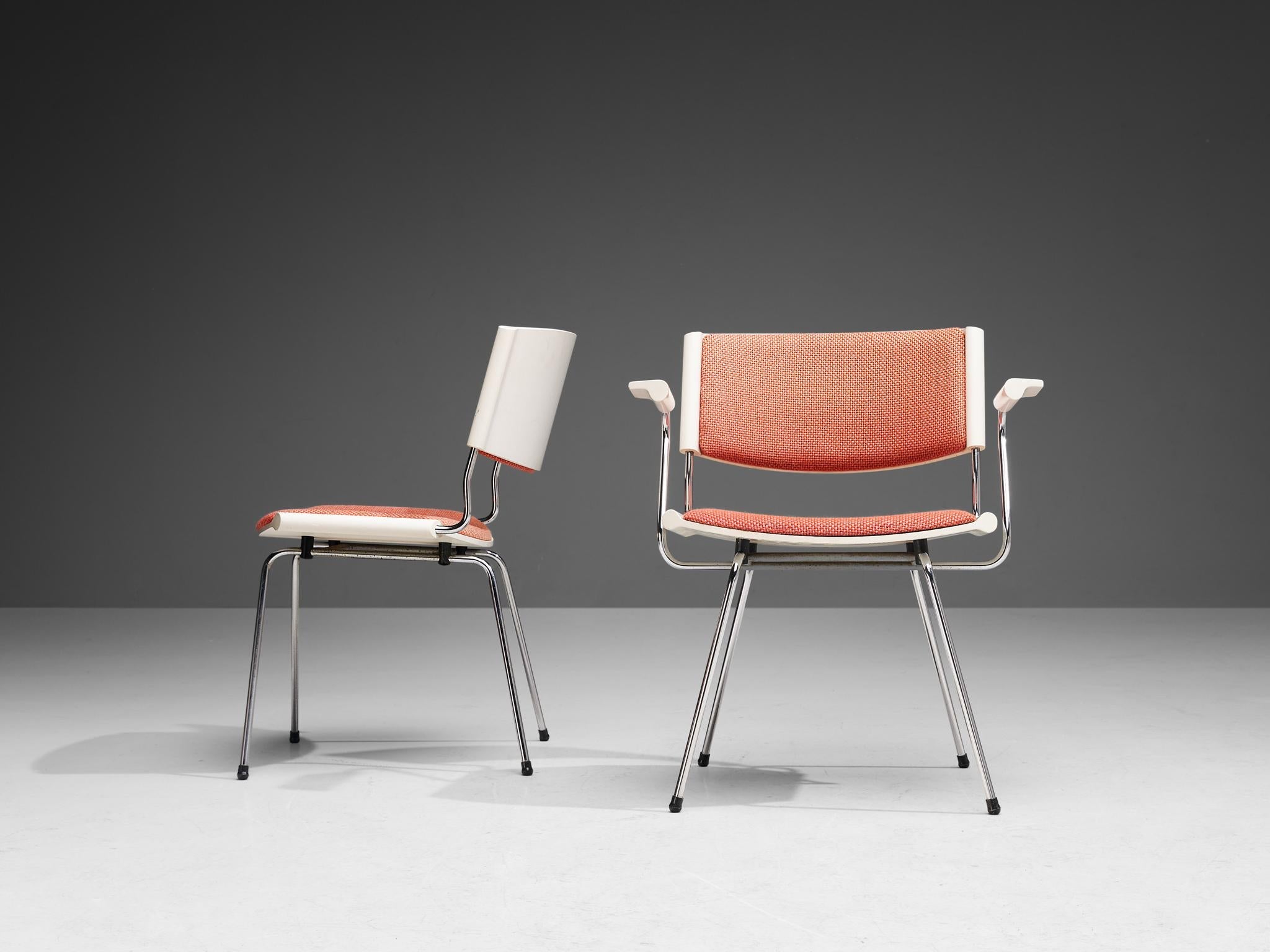 Rare Nanna & Jørgen Ditzel Pair of 'Badminton' Chairs in Salmon Pink Fabric seating Morentz