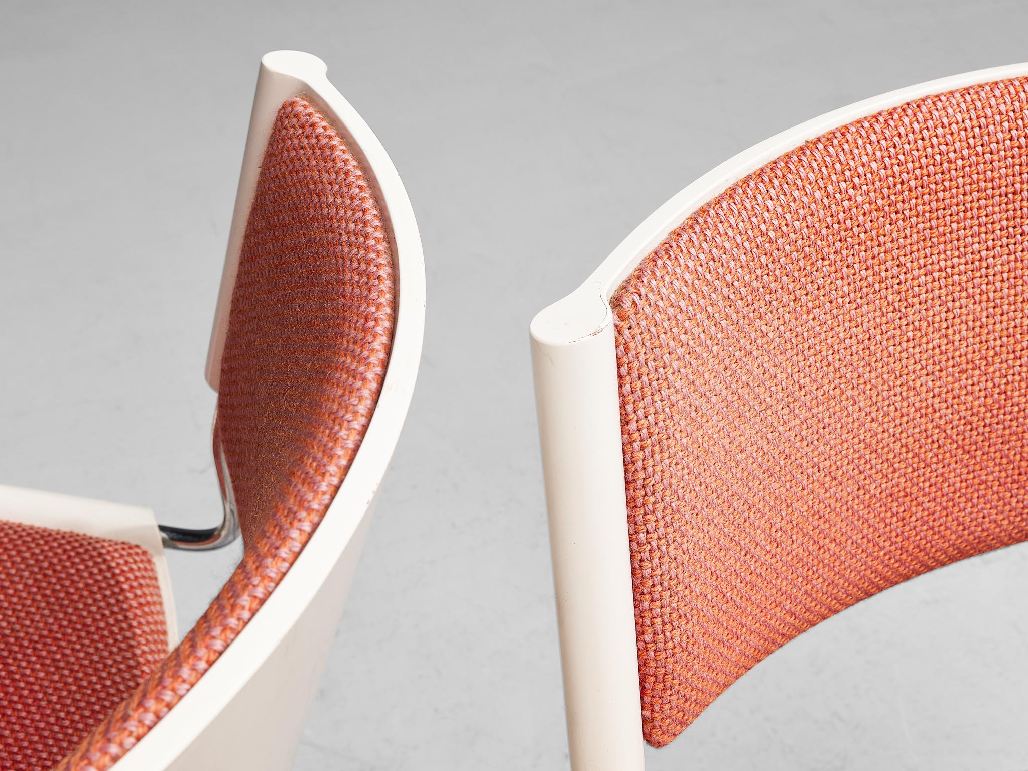 Rare Nanna & Jørgen Ditzel Pair of 'Badminton' Chairs in Salmon Pink Fabric seating Morentz