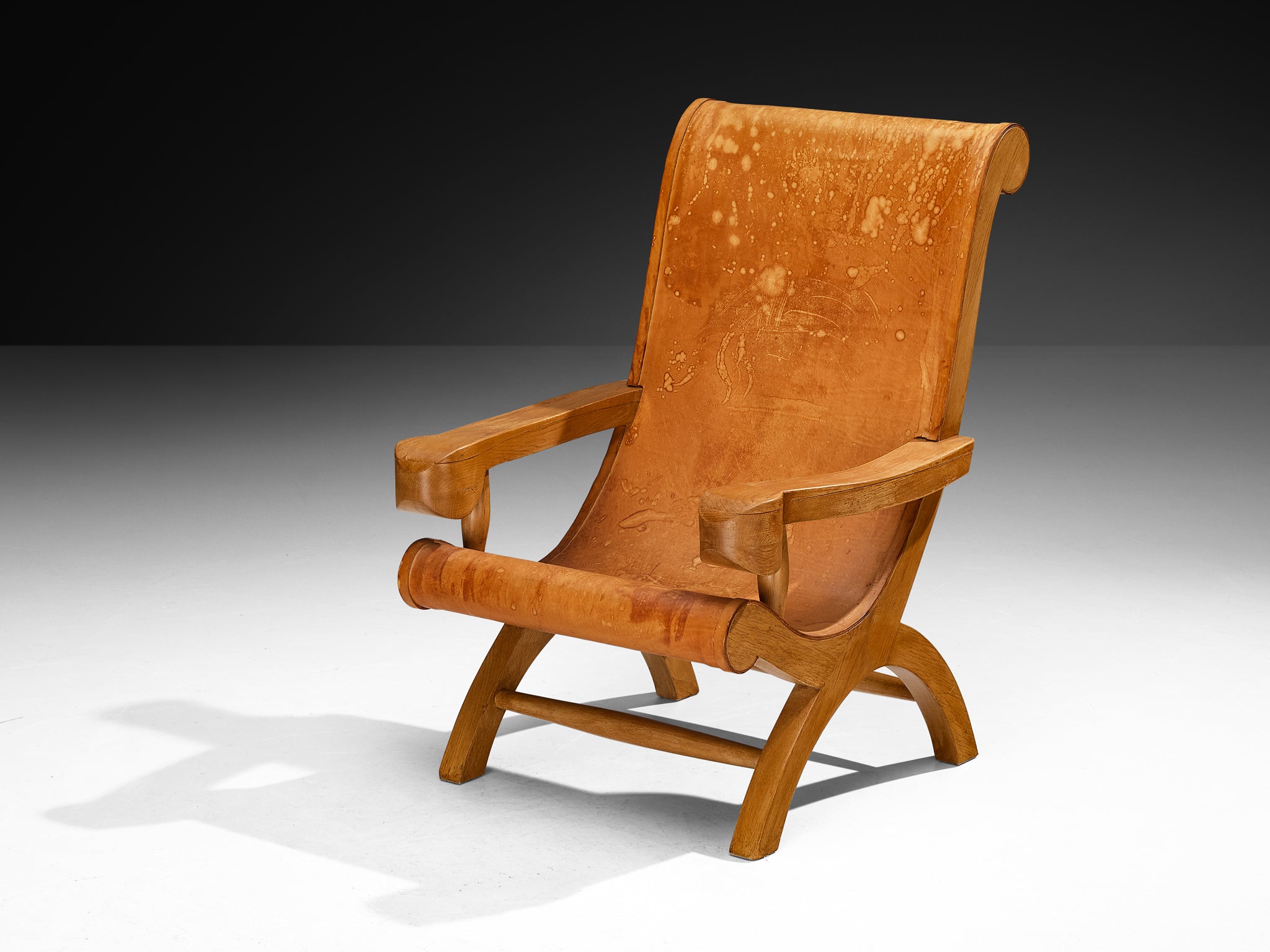 Ricardo Legorreta 'Butaque' Armchair in Oak and Leather Seating Morentz