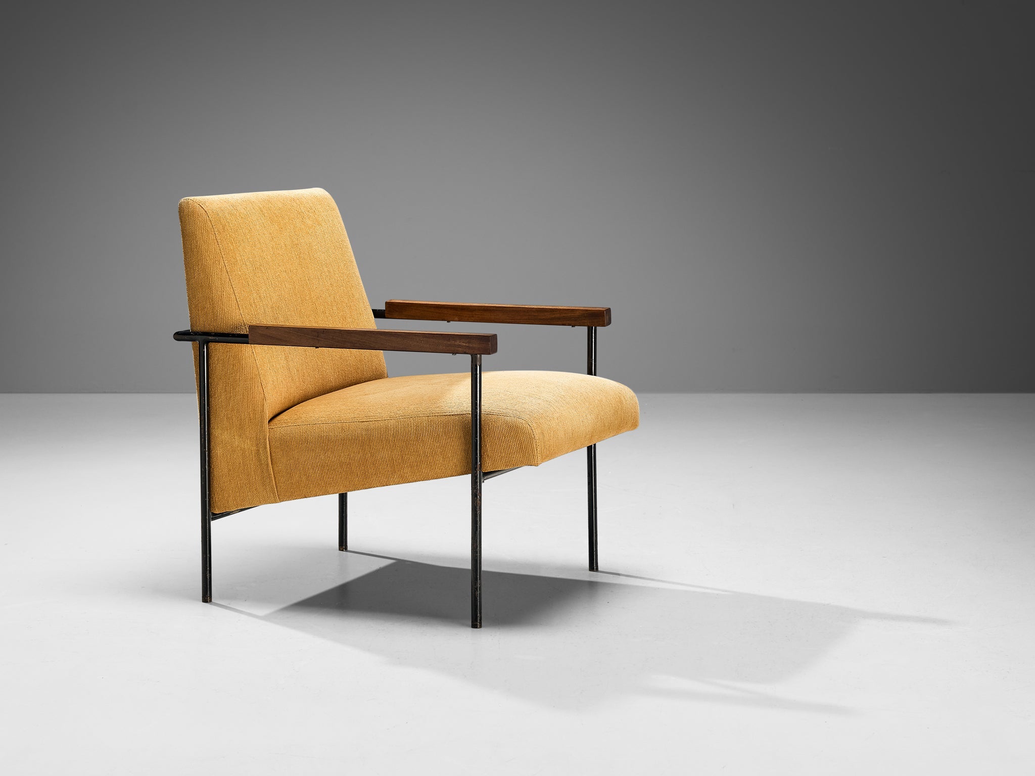 Geraldo de Barros Lounge Chair in Iron and Yellow Upholstery seating Morentz