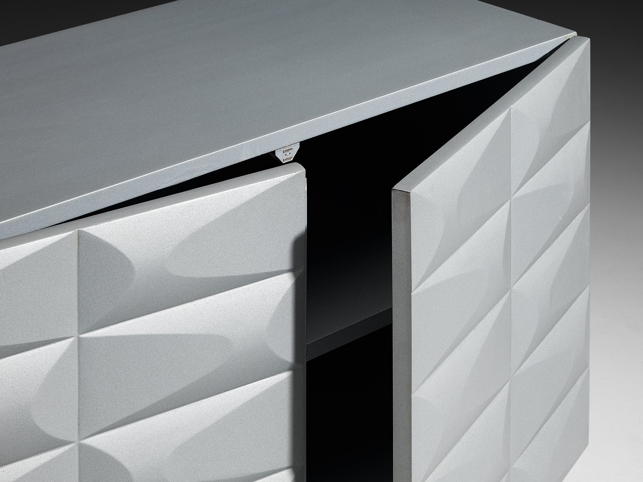 Small Brutalist Cabinet in Soft Grey Case pieces and storage cabinets Morentz