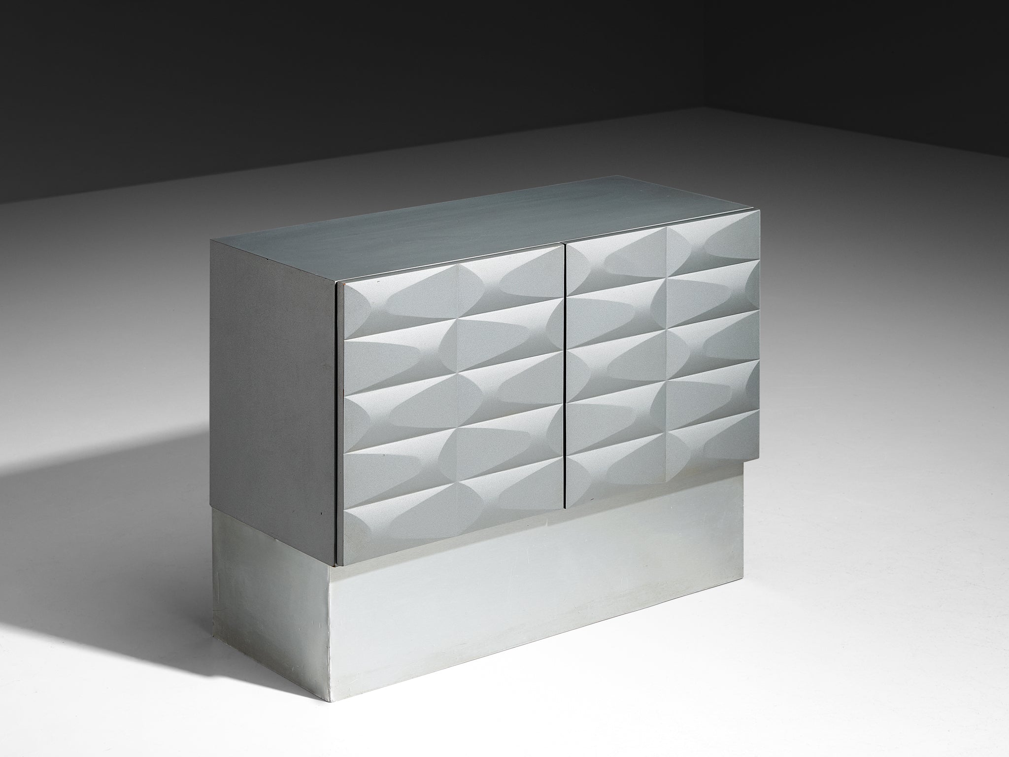 Small Brutalist Cabinet in Soft Grey Case pieces and storage cabinets Morentz