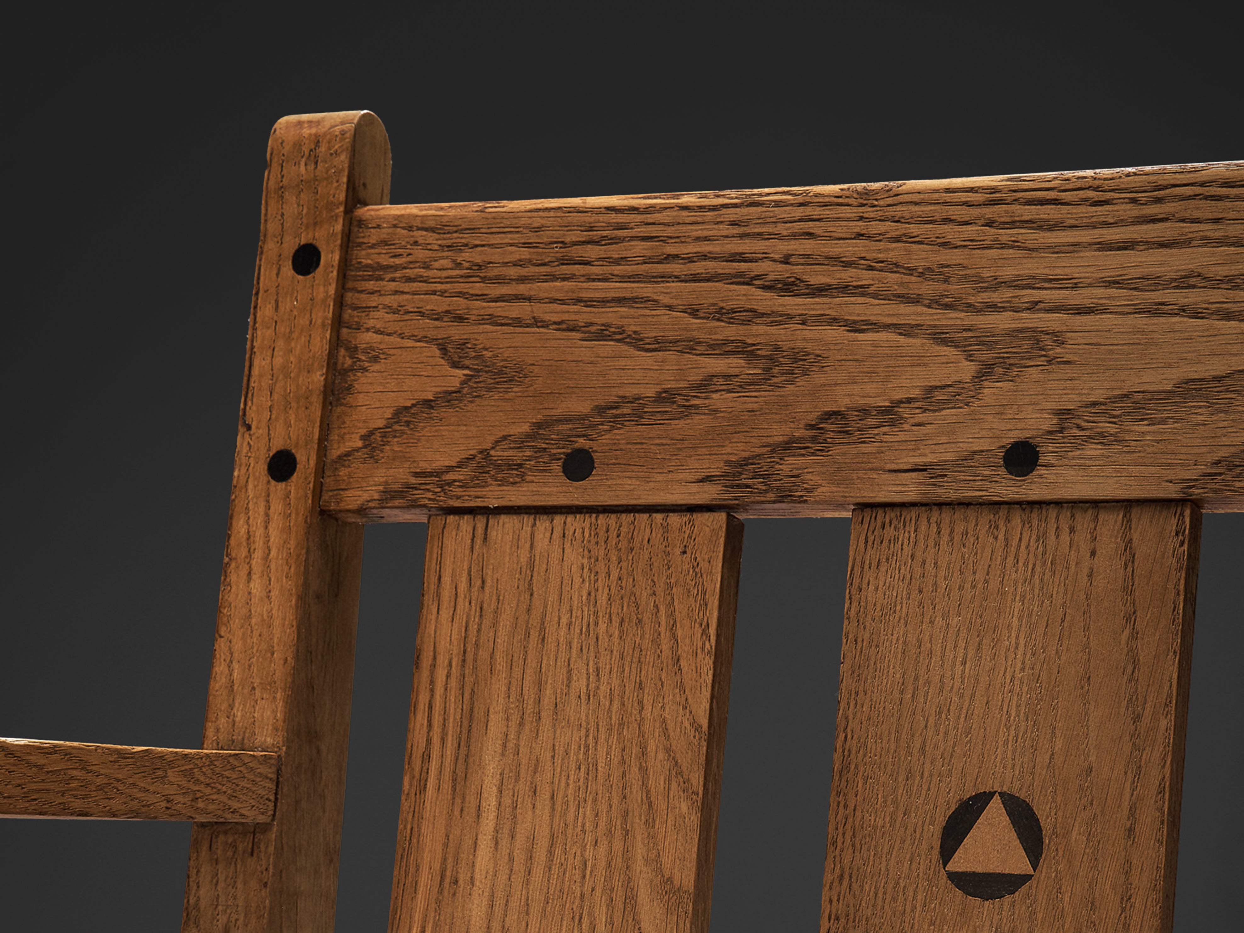 Early Dutch Lounge Chair in Oak and Rope Oak Seating Morentz