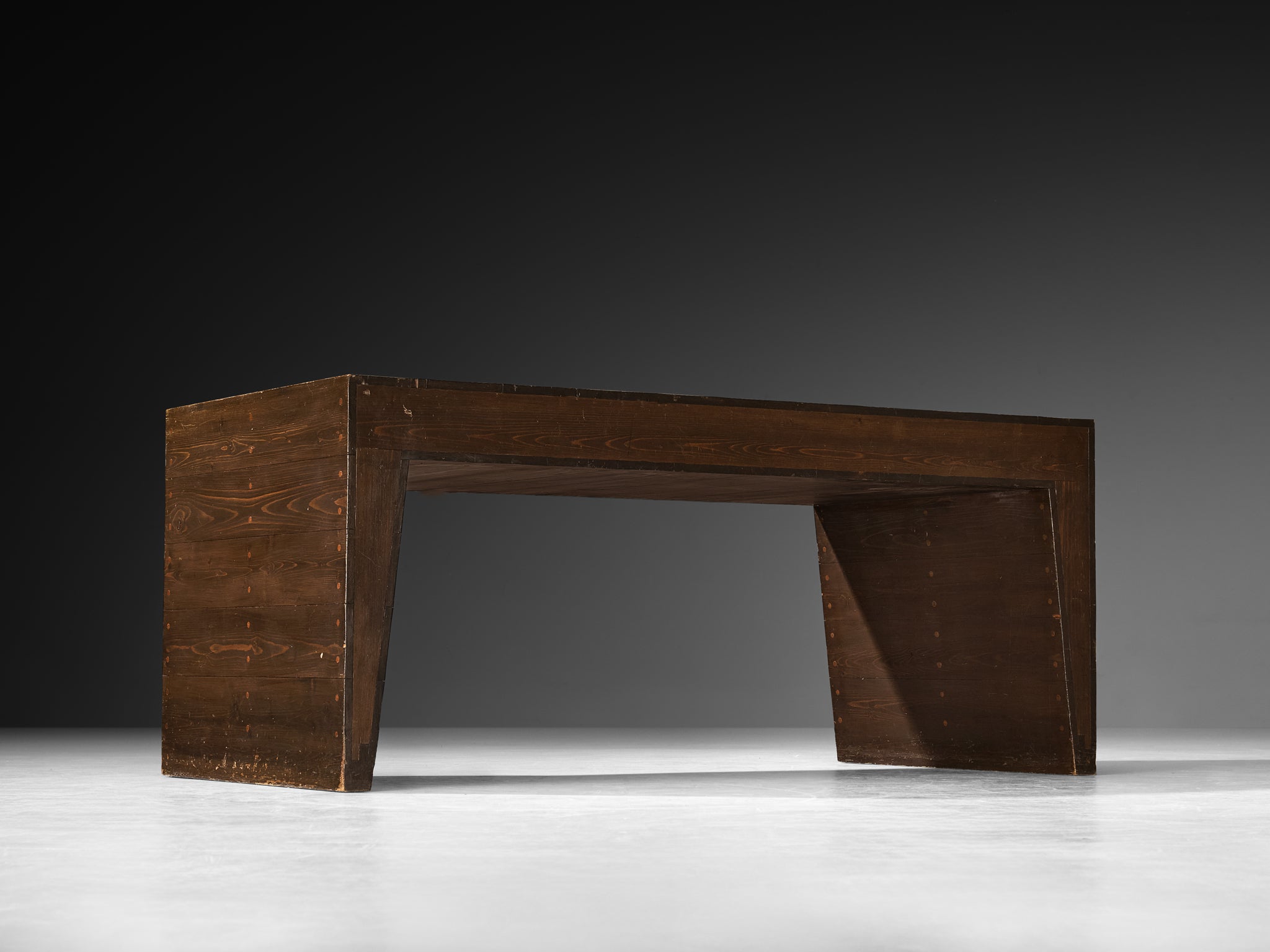 Dom Hans van der Laan Low Coffee Table or Console in Pine and Copper Tables Morentz