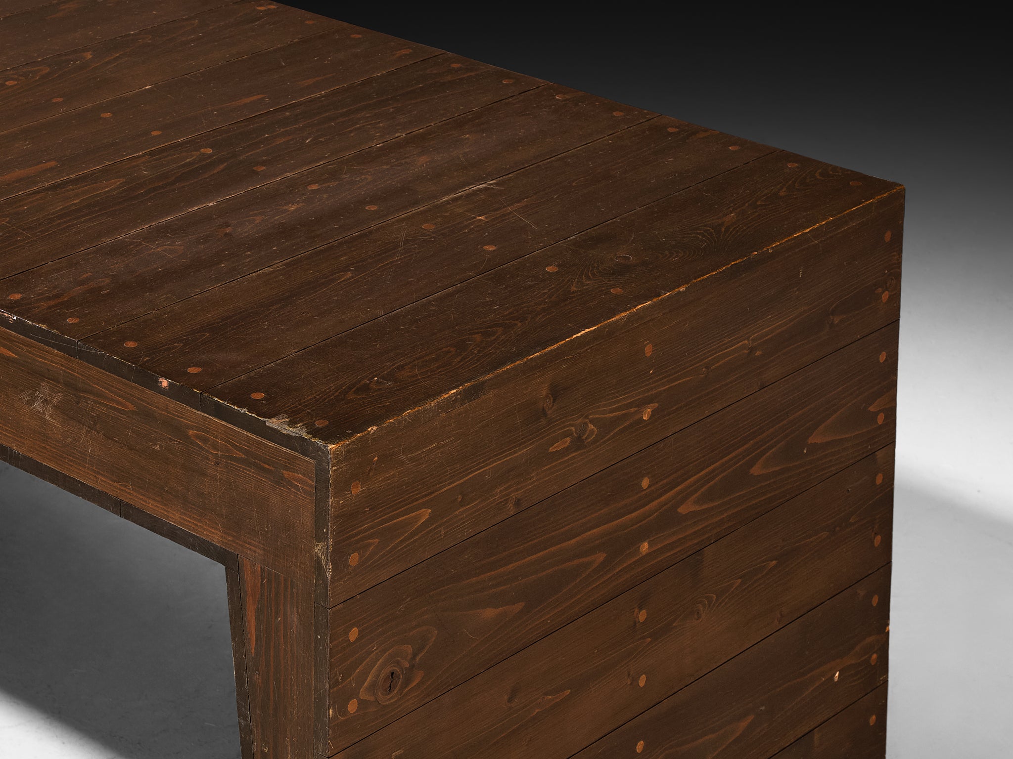 Dom Hans van der Laan Low Coffee Table or Console in Pine and Copper Tables Morentz