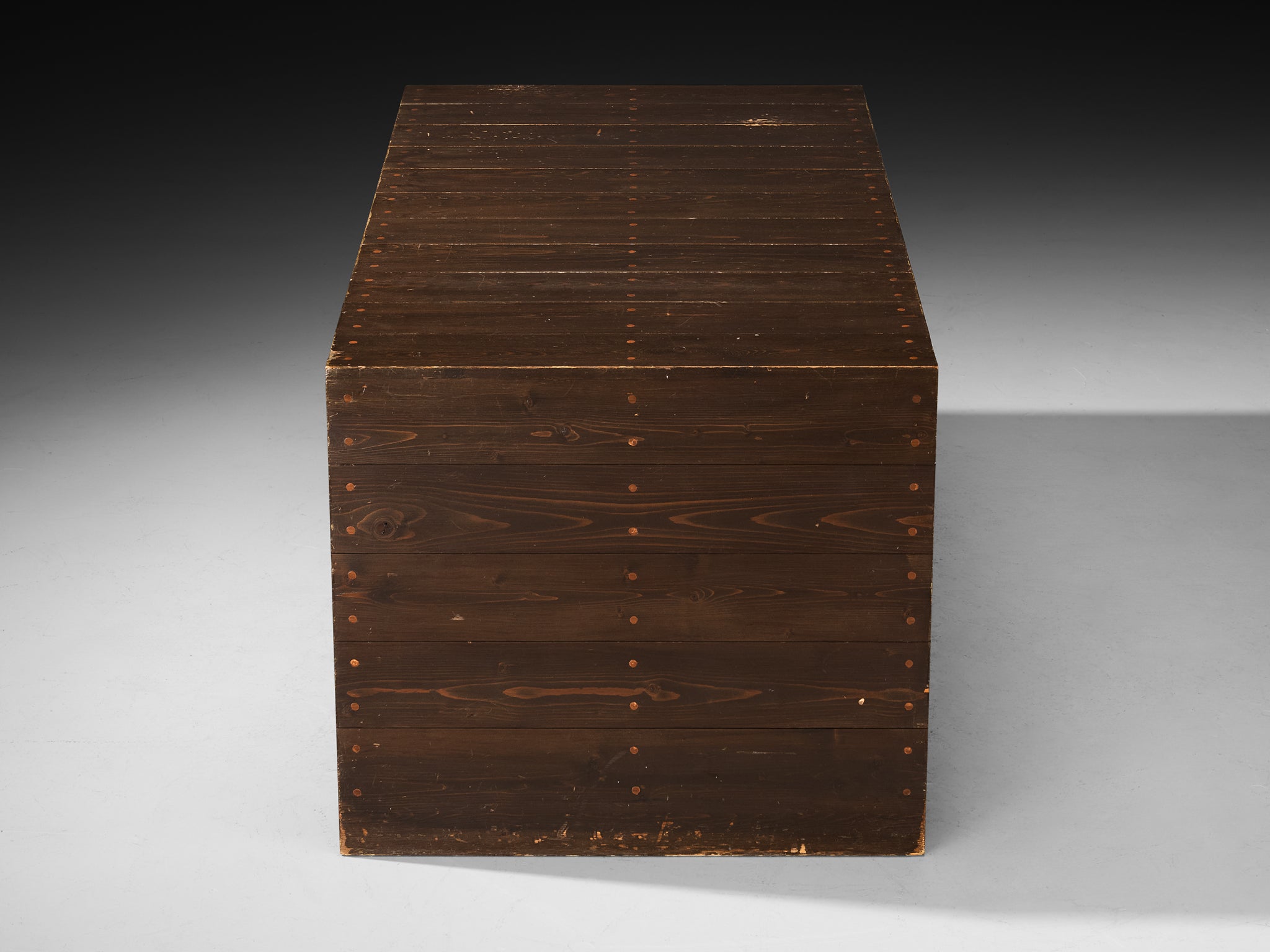 Dom Hans van der Laan Low Coffee Table or Console in Pine and Copper Tables Morentz