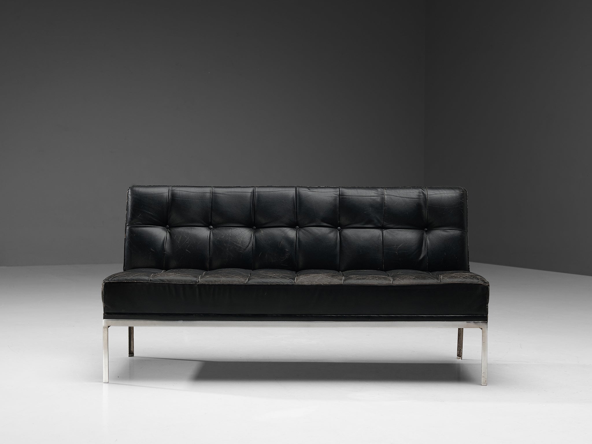 Johannes Spalt for Wittmann Sofa in Black Leather seating Morentz