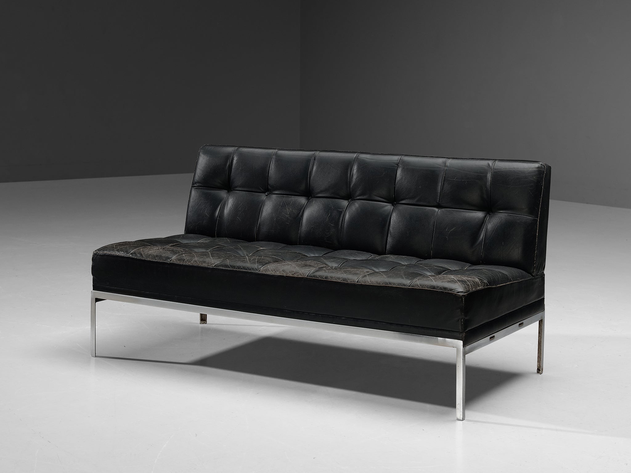 Johannes Spalt for Wittmann Sofa in Black Leather seating Morentz