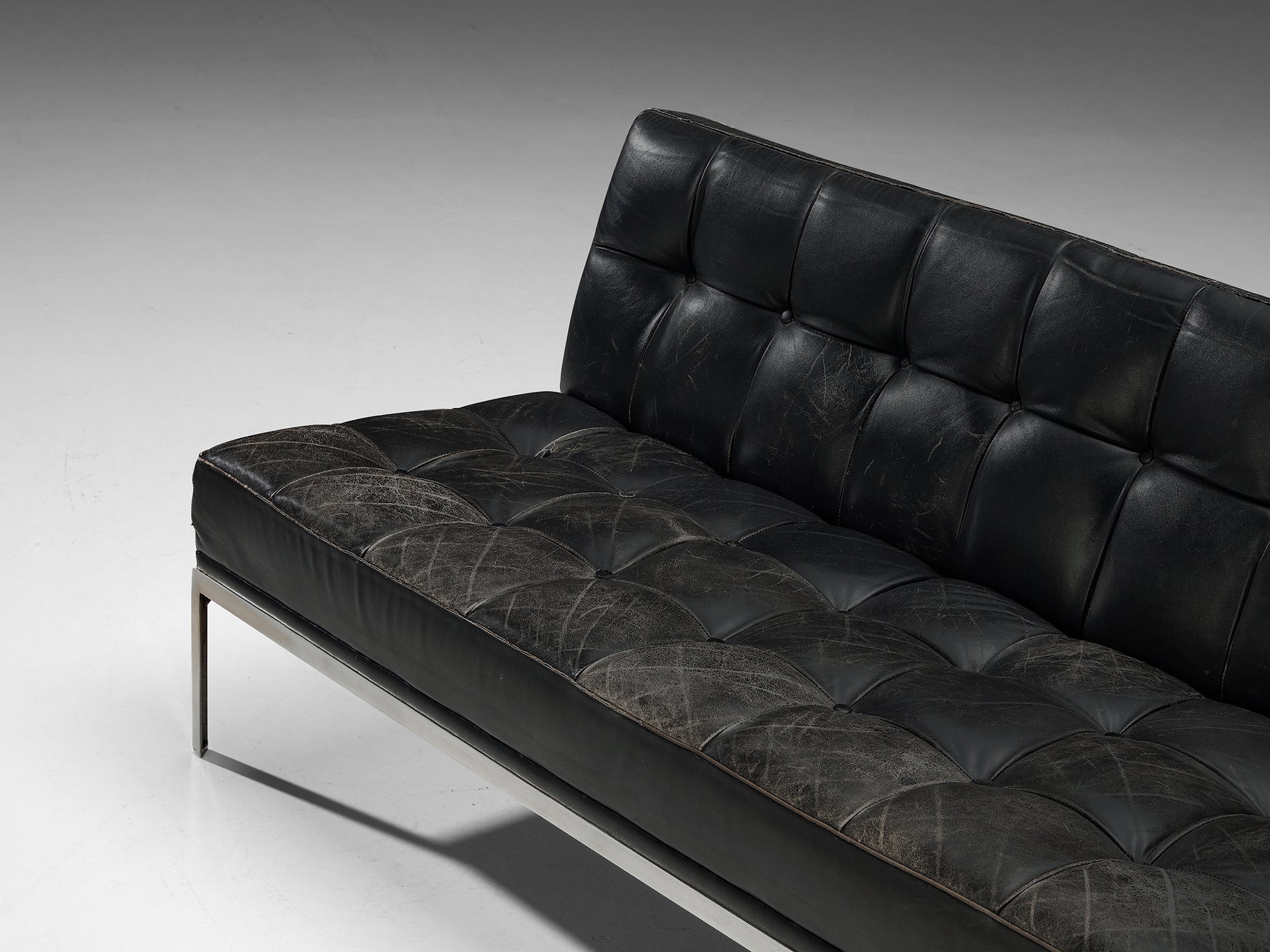Johannes Spalt for Wittmann Sofa in Black Leather seating Morentz