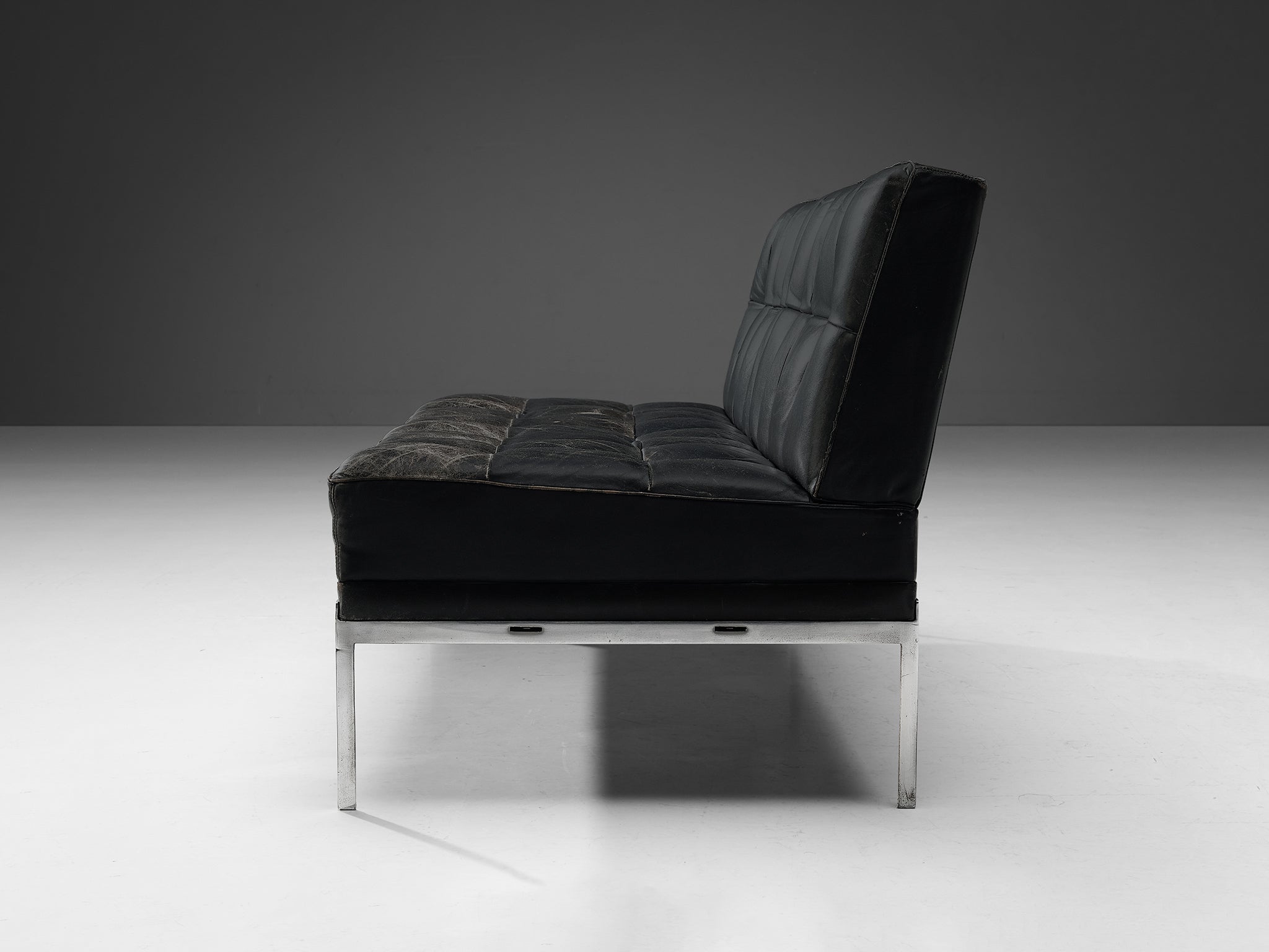 Johannes Spalt for Wittmann Sofa in Black Leather seating Morentz