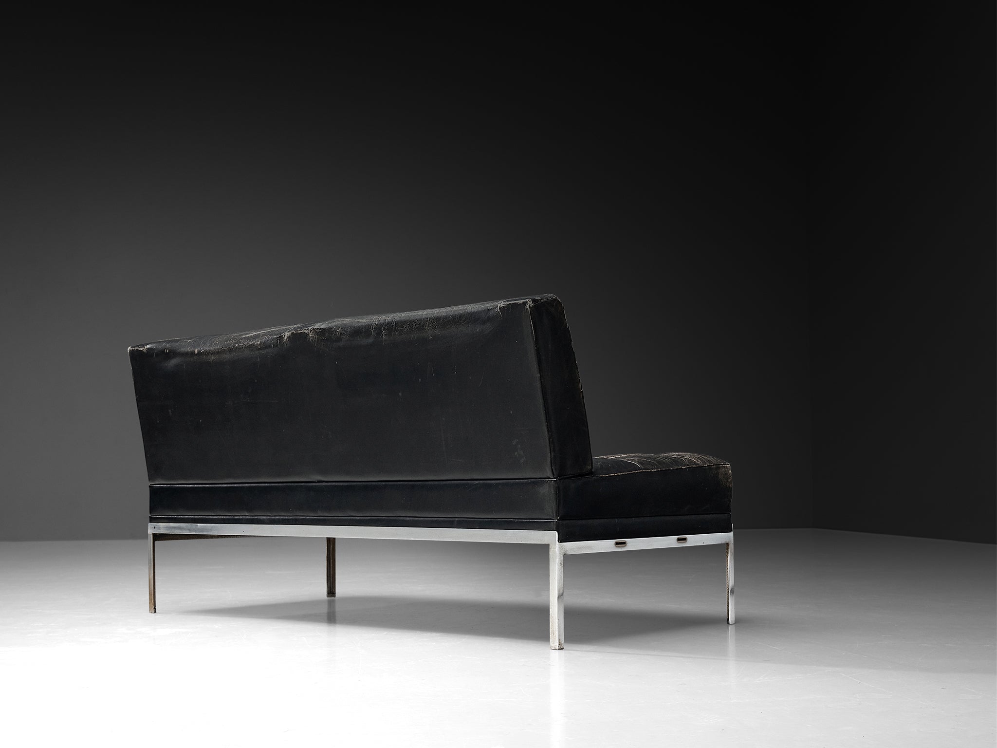 Johannes Spalt for Wittmann Sofa in Black Leather Seating Morentz