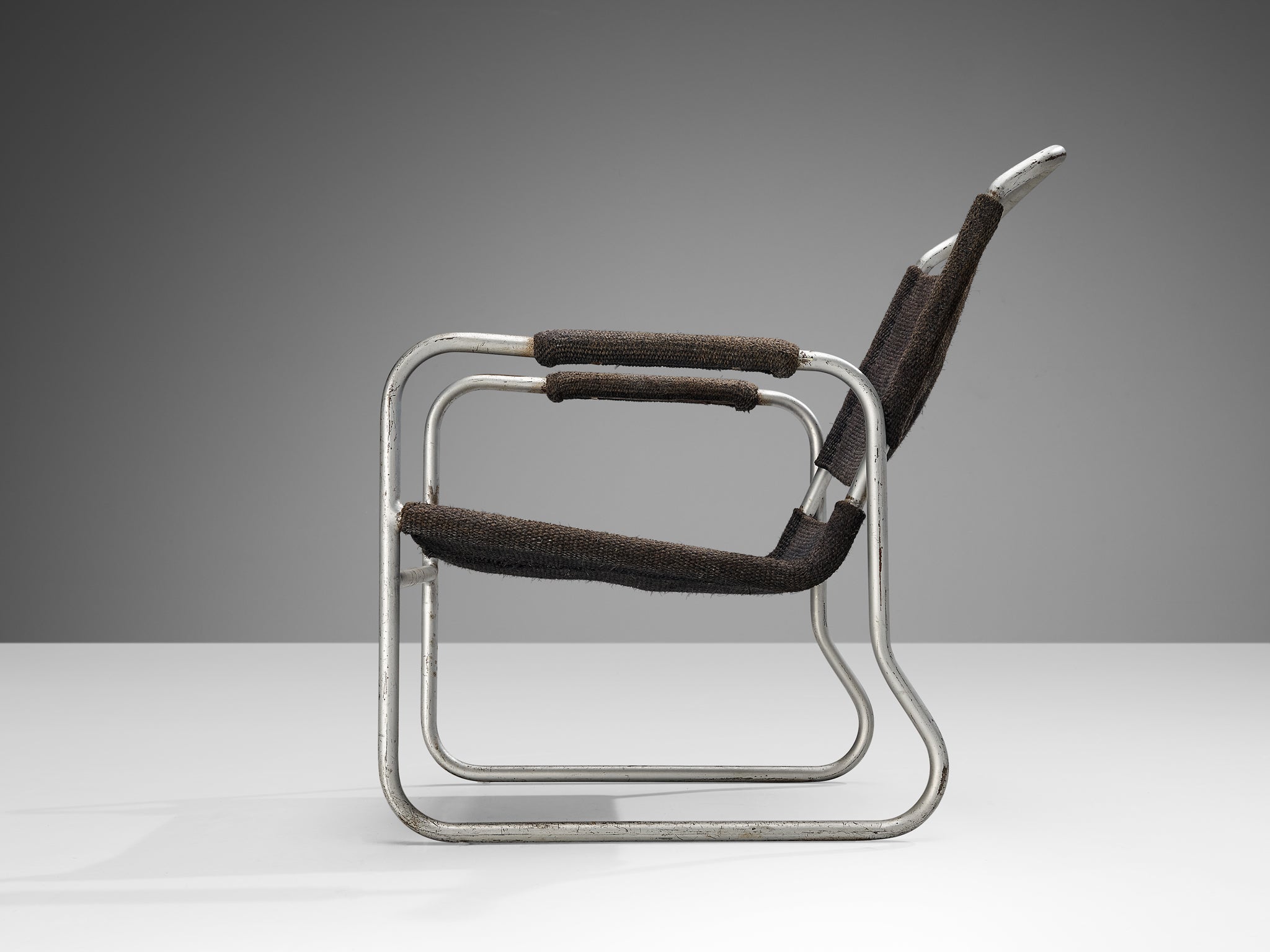 Bas Van Pelt Tubular Armchair in Original Grey Sisal seating Morentz