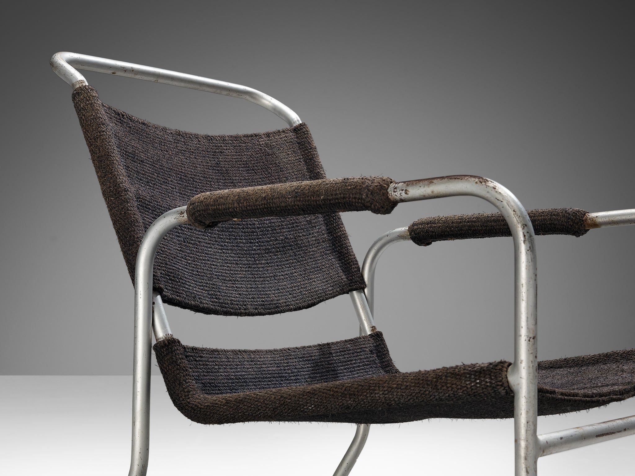 Bas Van Pelt Tubular Armchair in Original Grey Sisal seating Morentz