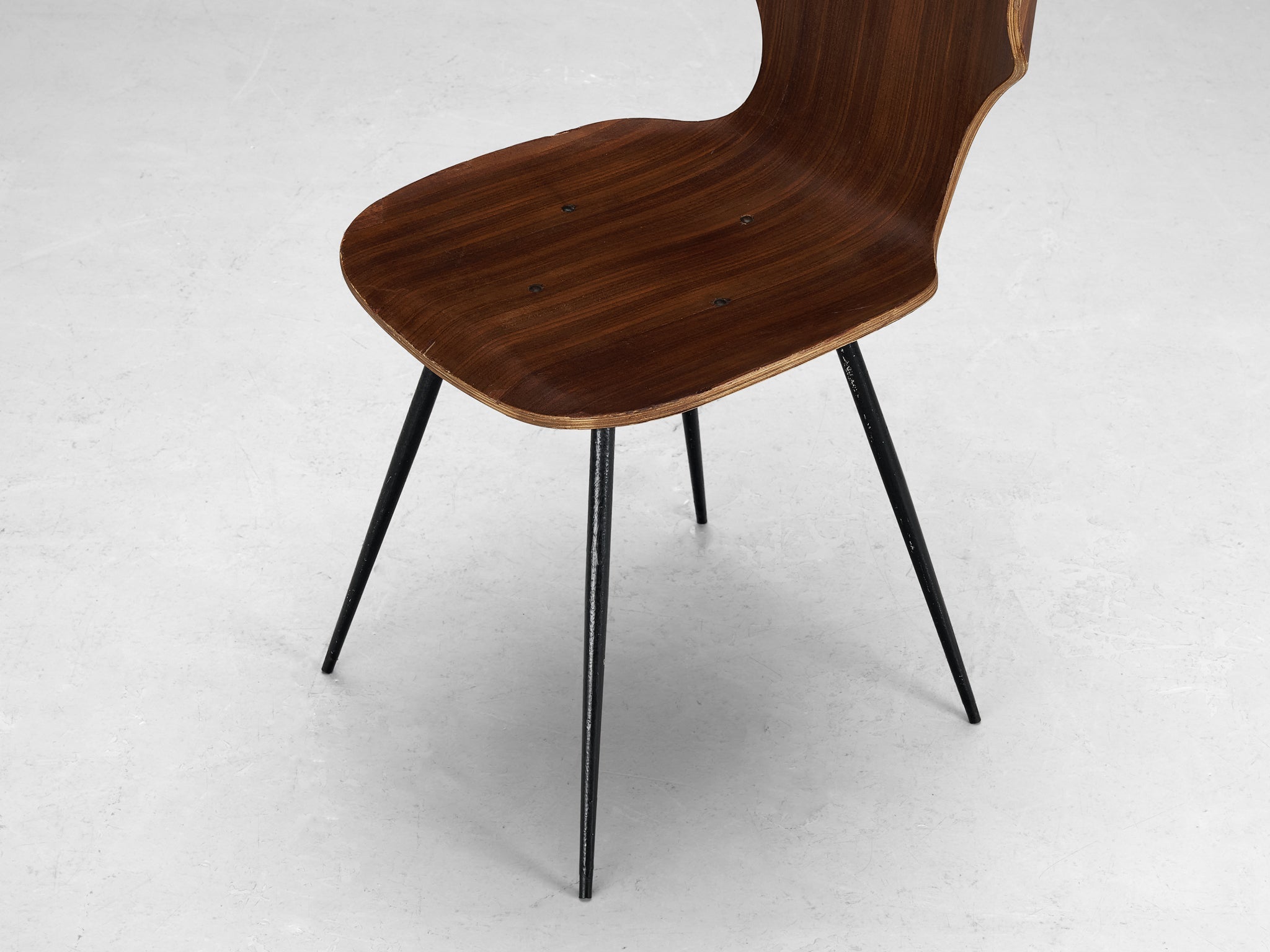 Carlo Ratti Set of Four Dining Chairs of Plywood and Metal seating Morentz
