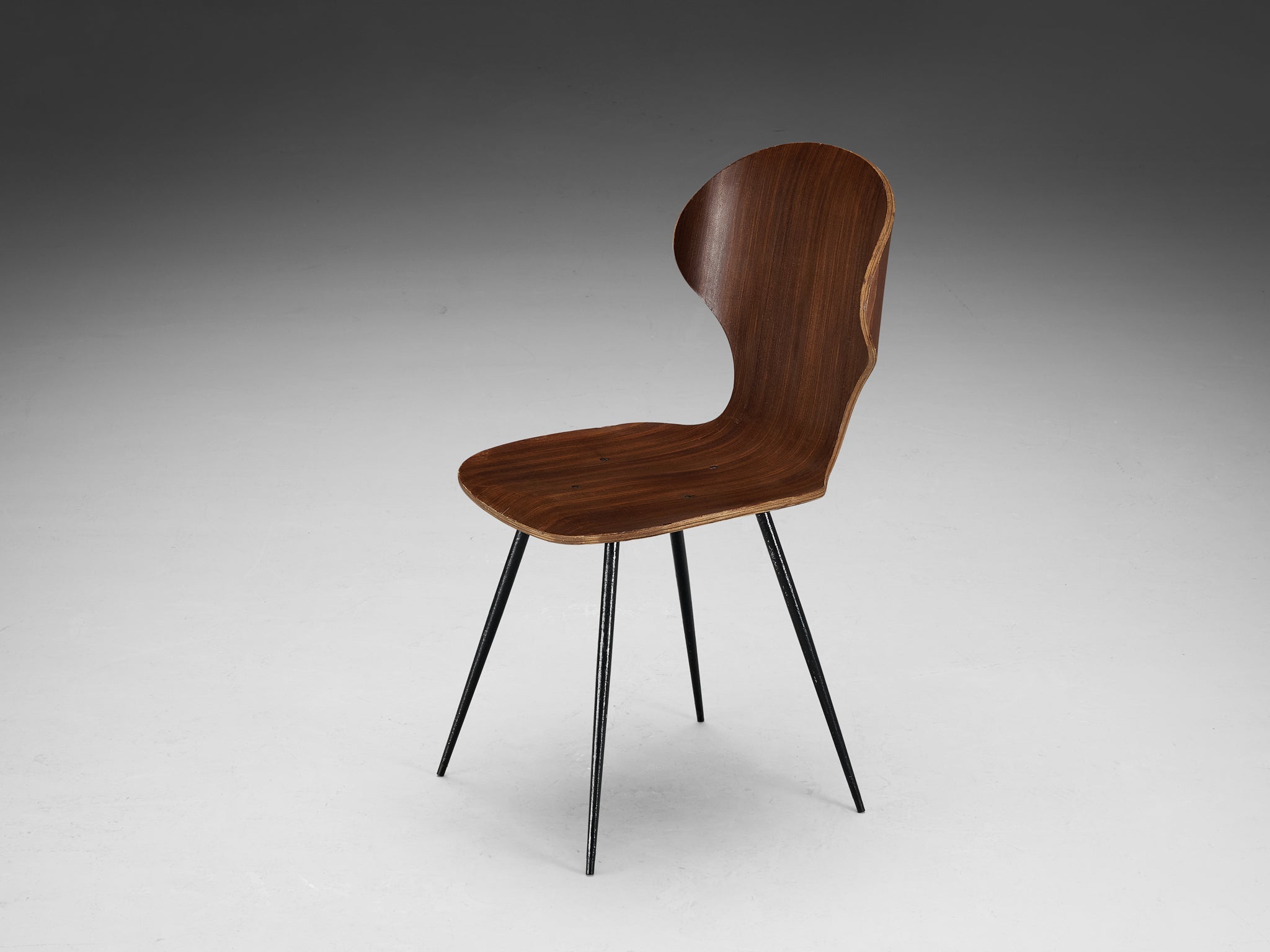 Carlo Ratti Set of Four Dining Chairs of Plywood and Metal seating Morentz