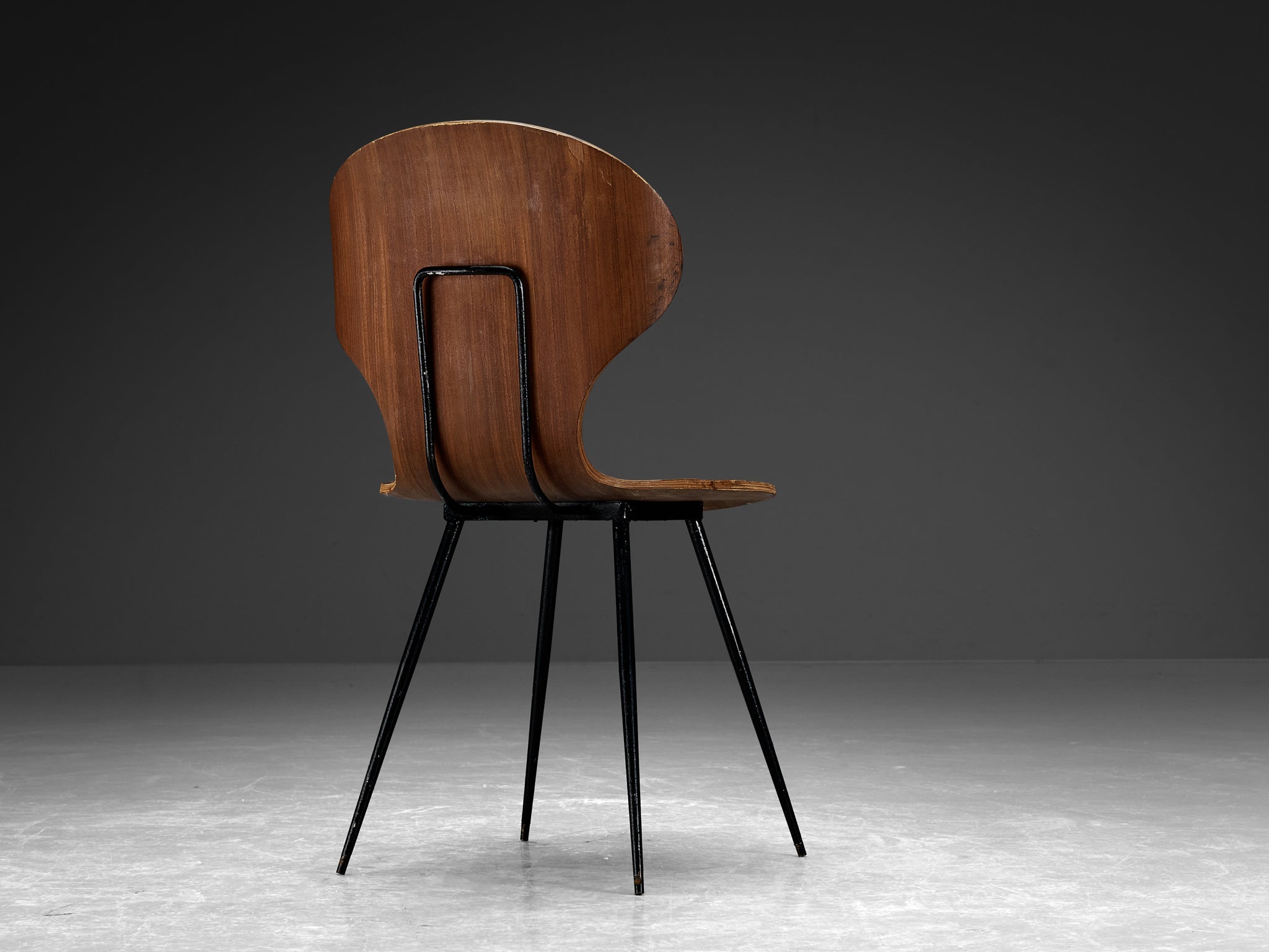 Carlo Ratti Set of Four Dining Chairs of Plywood and Metal seating Morentz