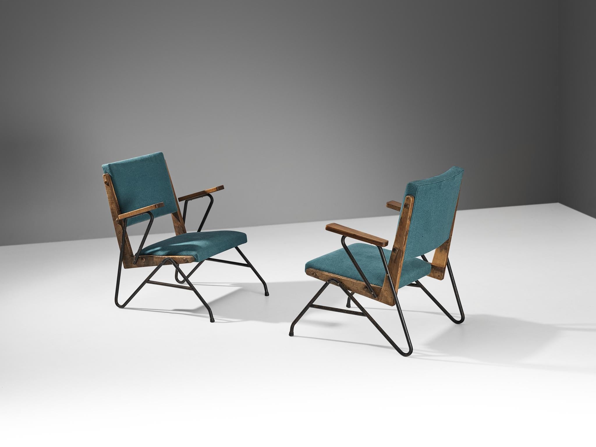 Rare Moyses B. Klajn for Moveis Leal Pair of Lounge Chairs with Iron Frame seating Morentz