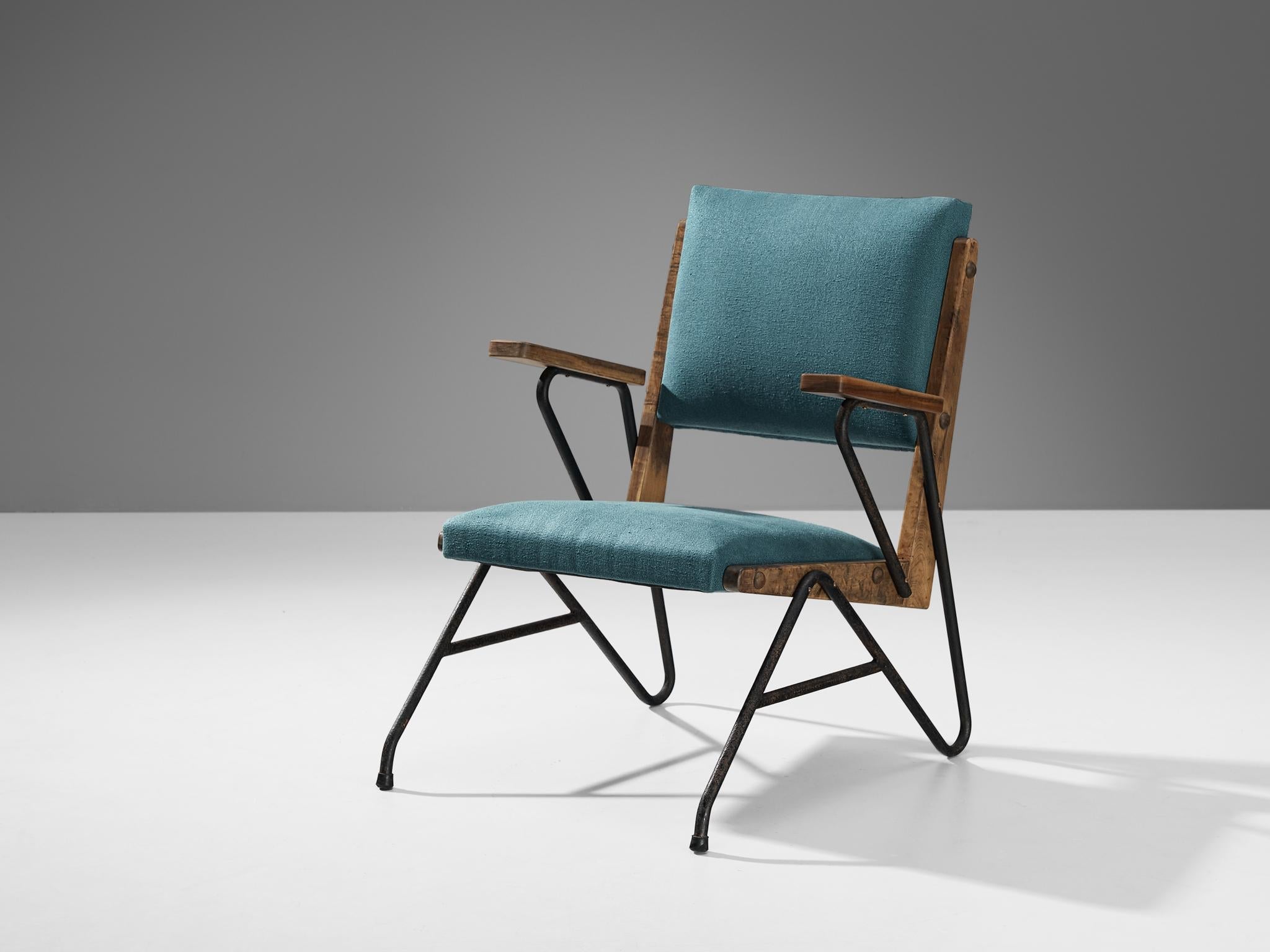 Rare Moyses B. Klajn for Moveis Leal Pair of Lounge Chairs with Iron Frame seating Morentz