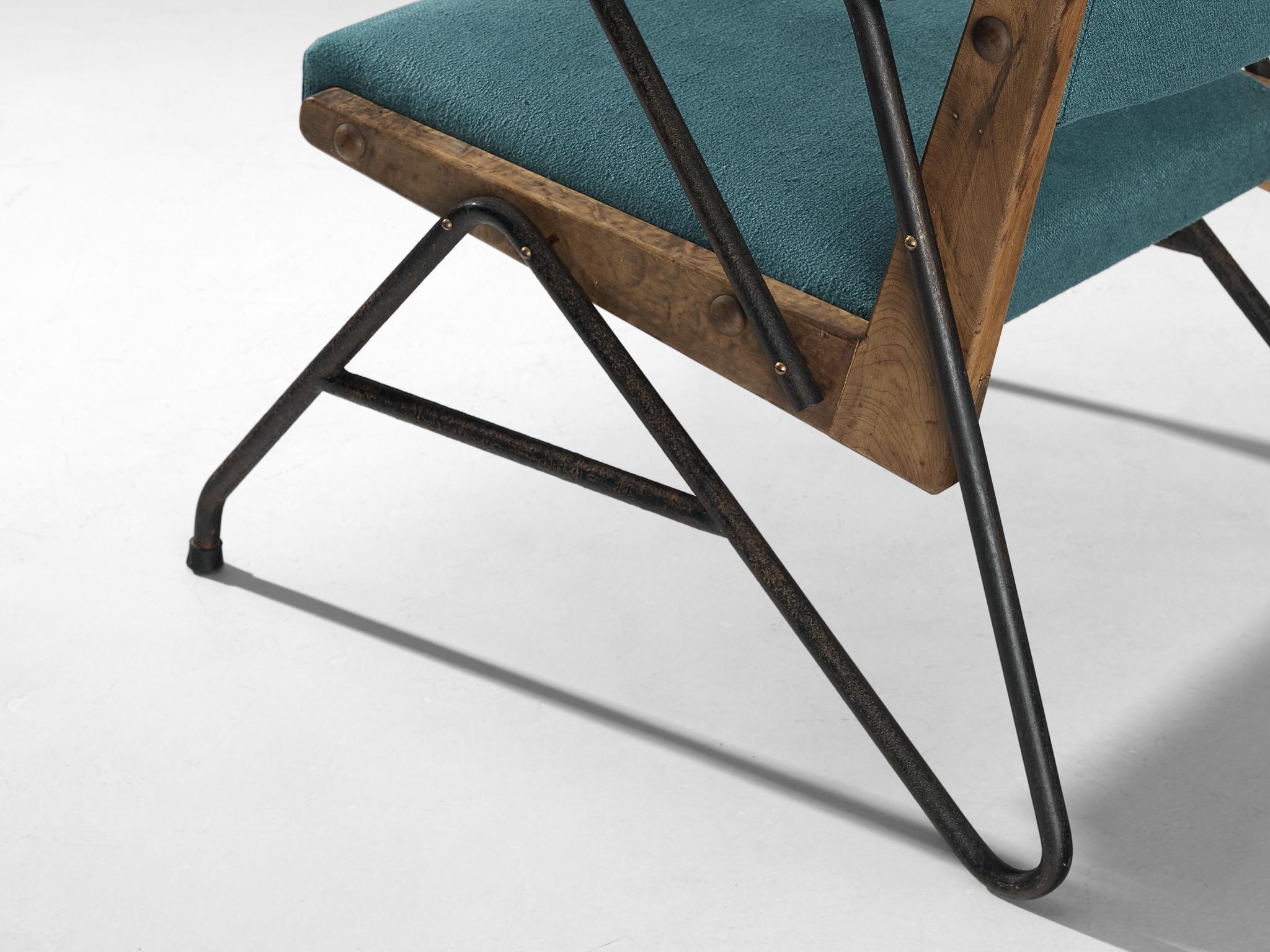 Rare Moyses B. Klajn for Moveis Leal Pair of Lounge Chairs with Iron Frame seating Morentz