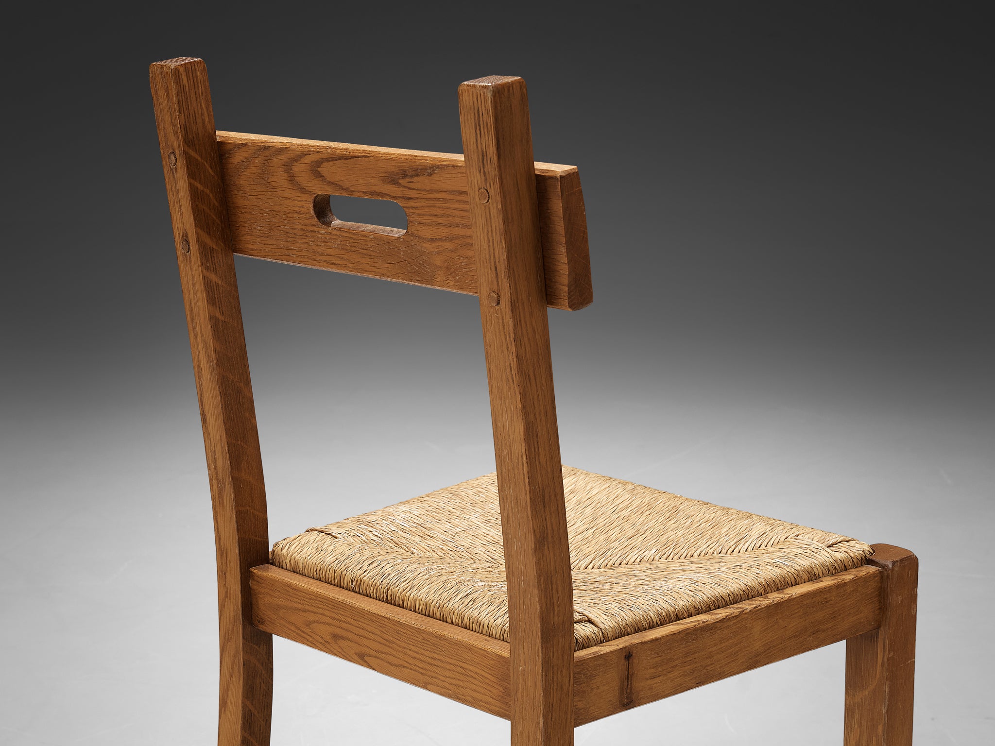 Belgian Dining Chair in Oak and Straw seating Morentz