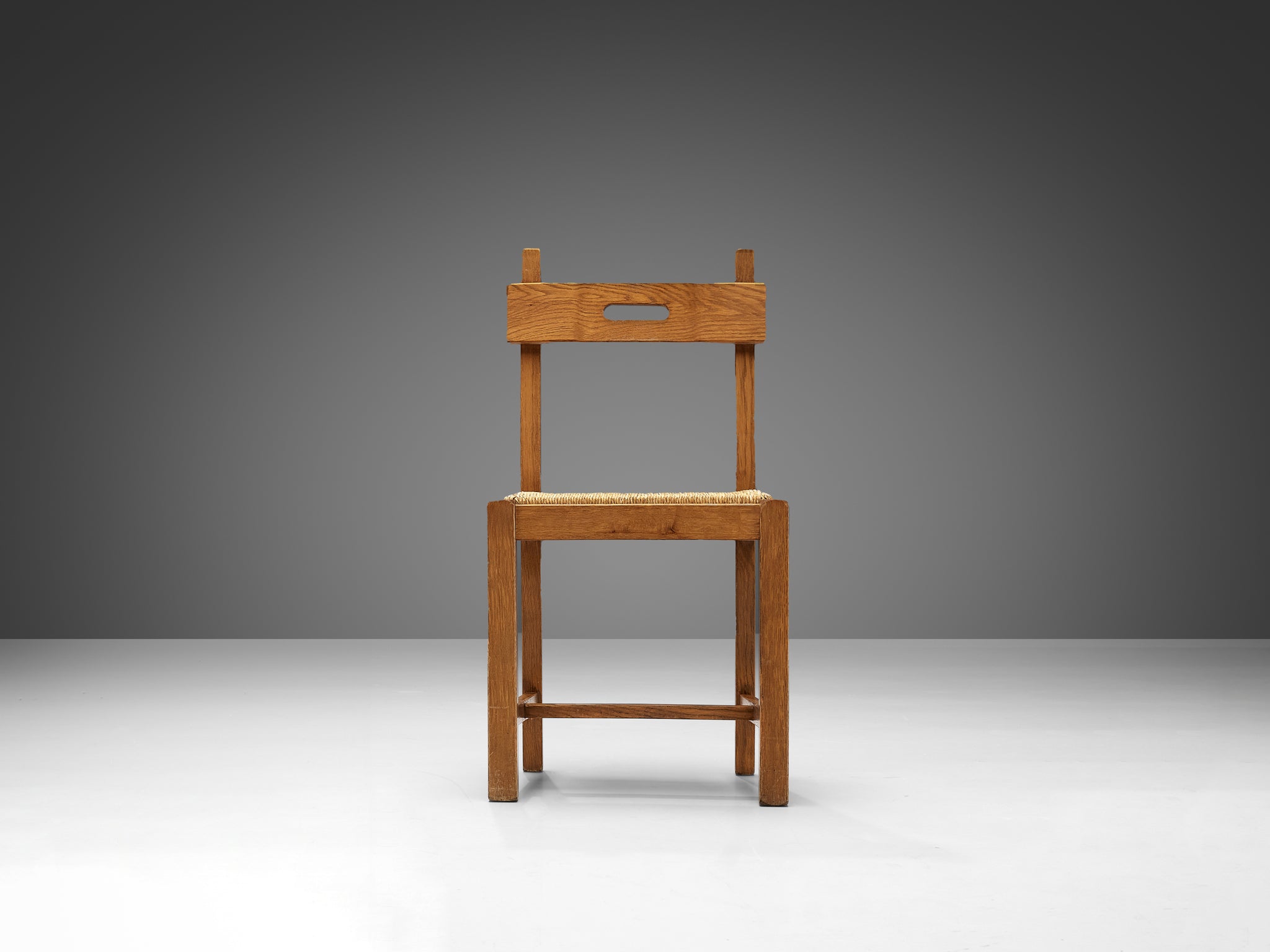 Belgian Dining Chair in Oak and Straw seating Morentz