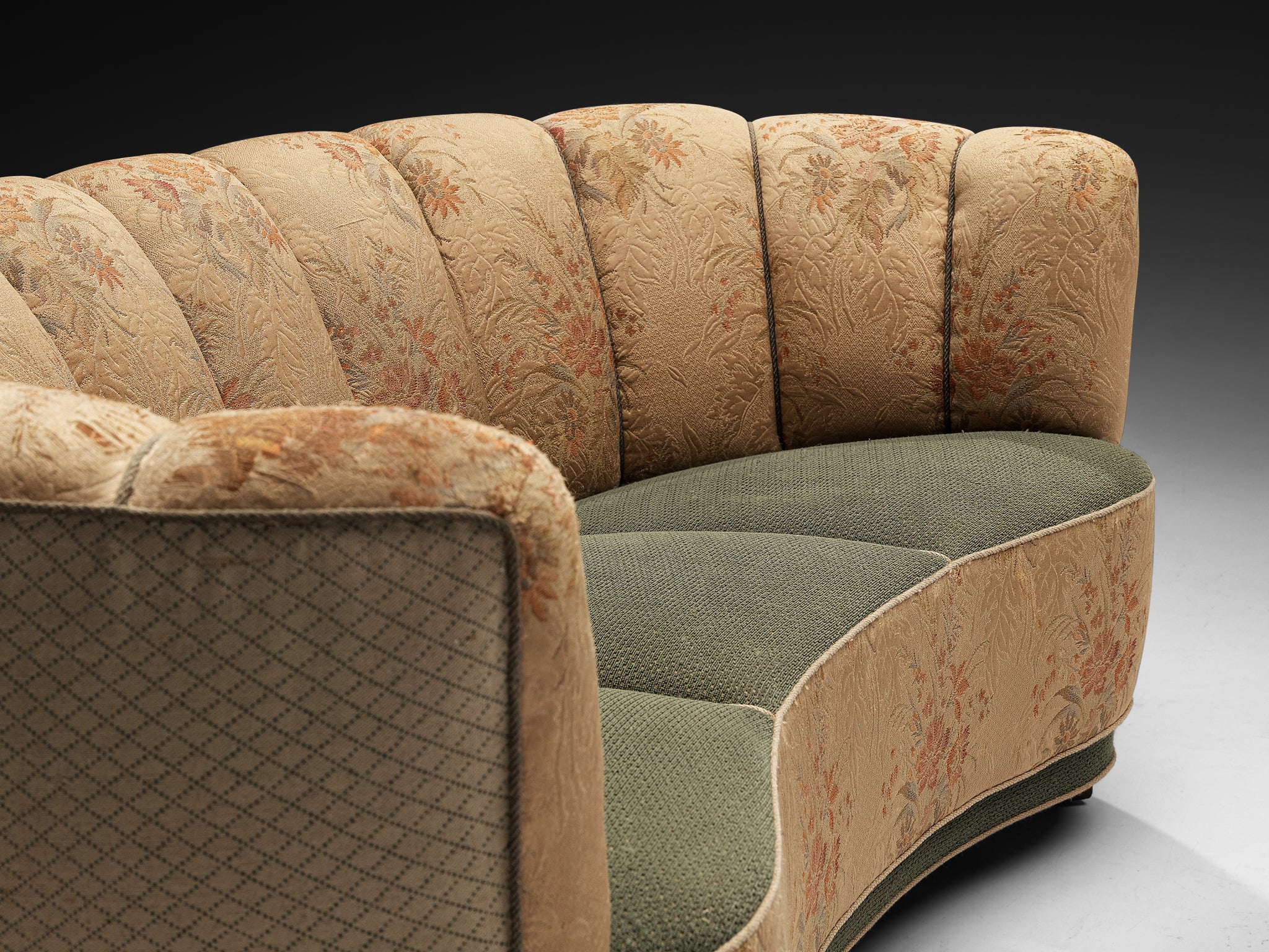 Danish Banana Sofa in Floral Upholstery Seating Morentz