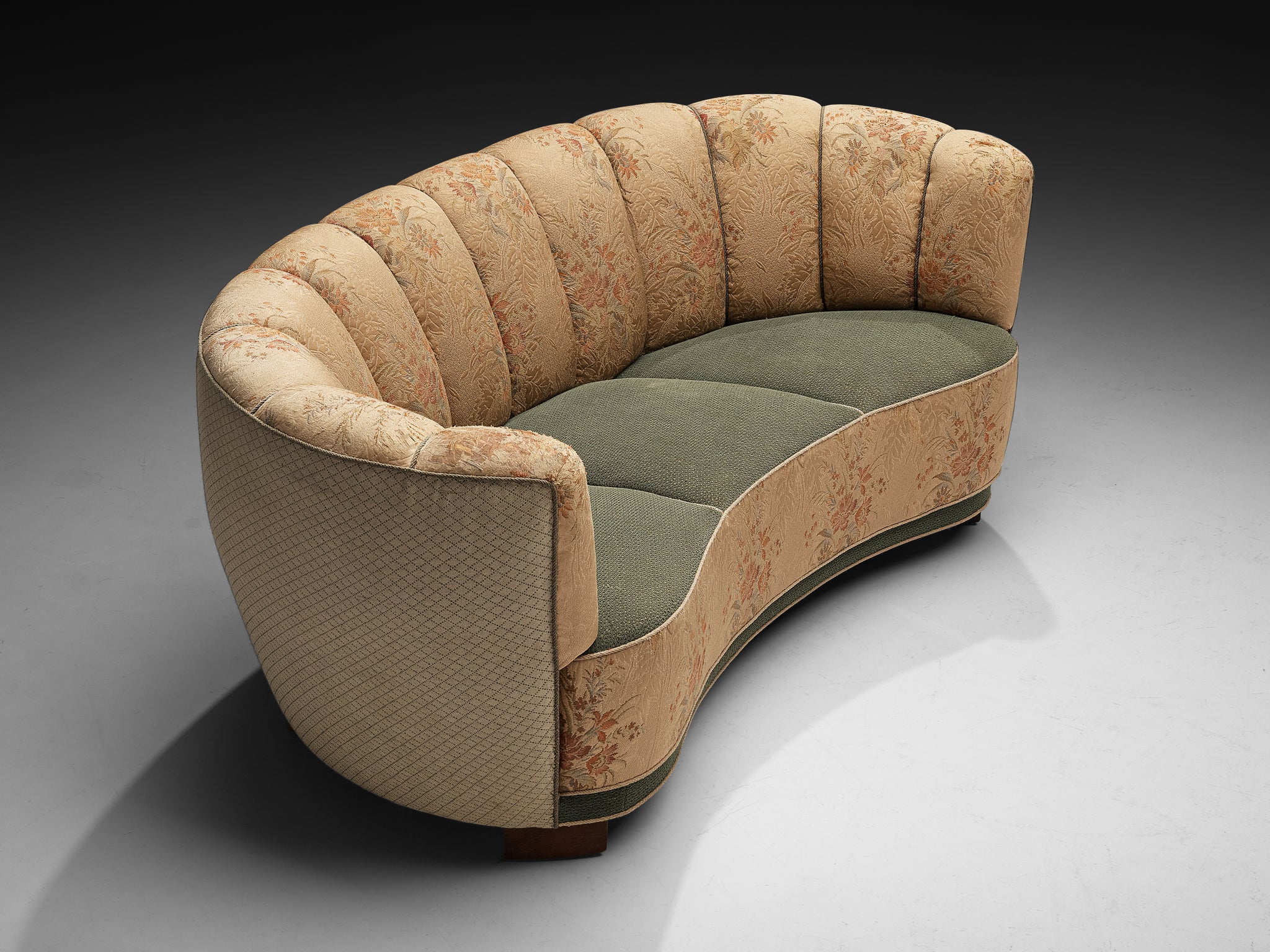 Danish Banana Sofa in Floral Upholstery Seating Morentz