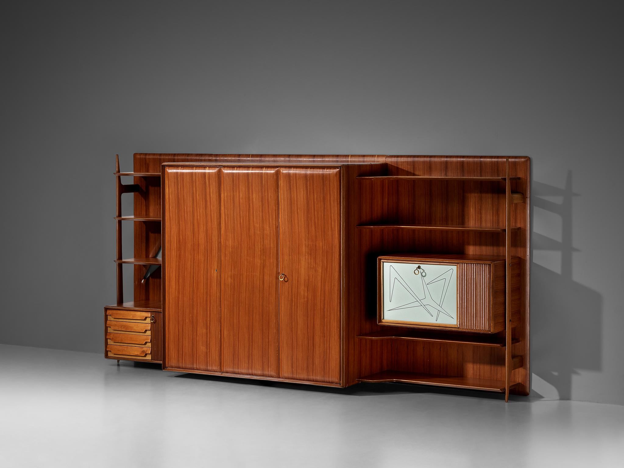 Large Versatile Italian Wall Unit in Teak case pieces and storage cabinets Morentz