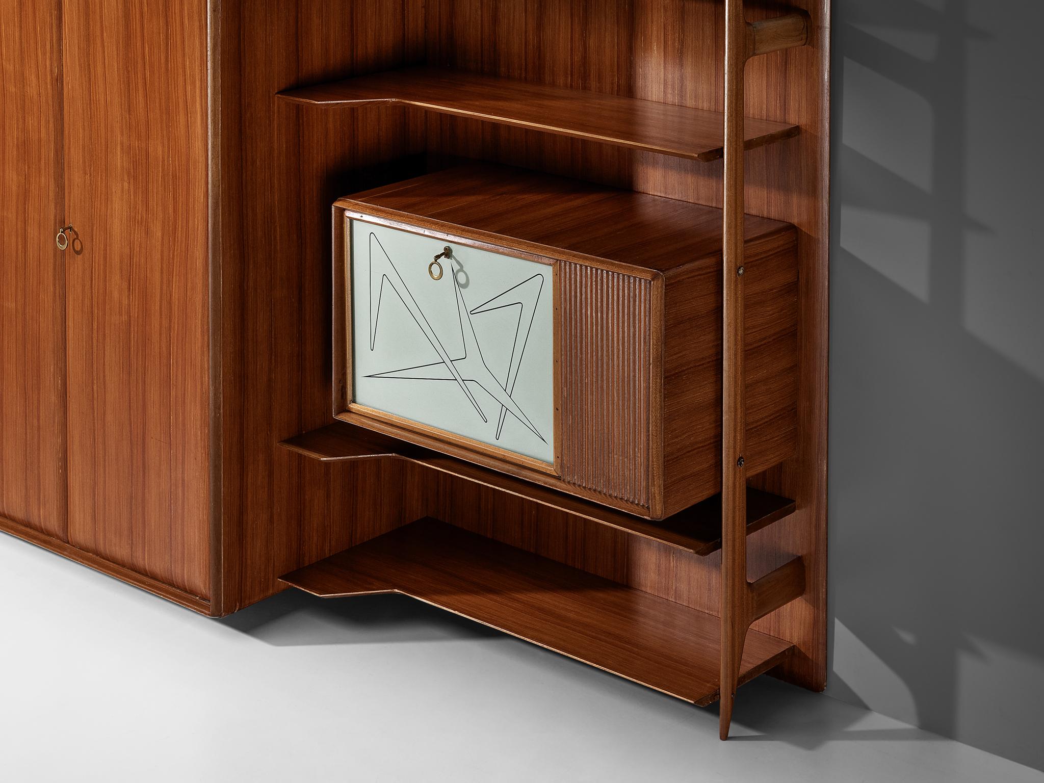 Large Versatile Italian Wall Unit in Teak case pieces and storage cabinets Morentz